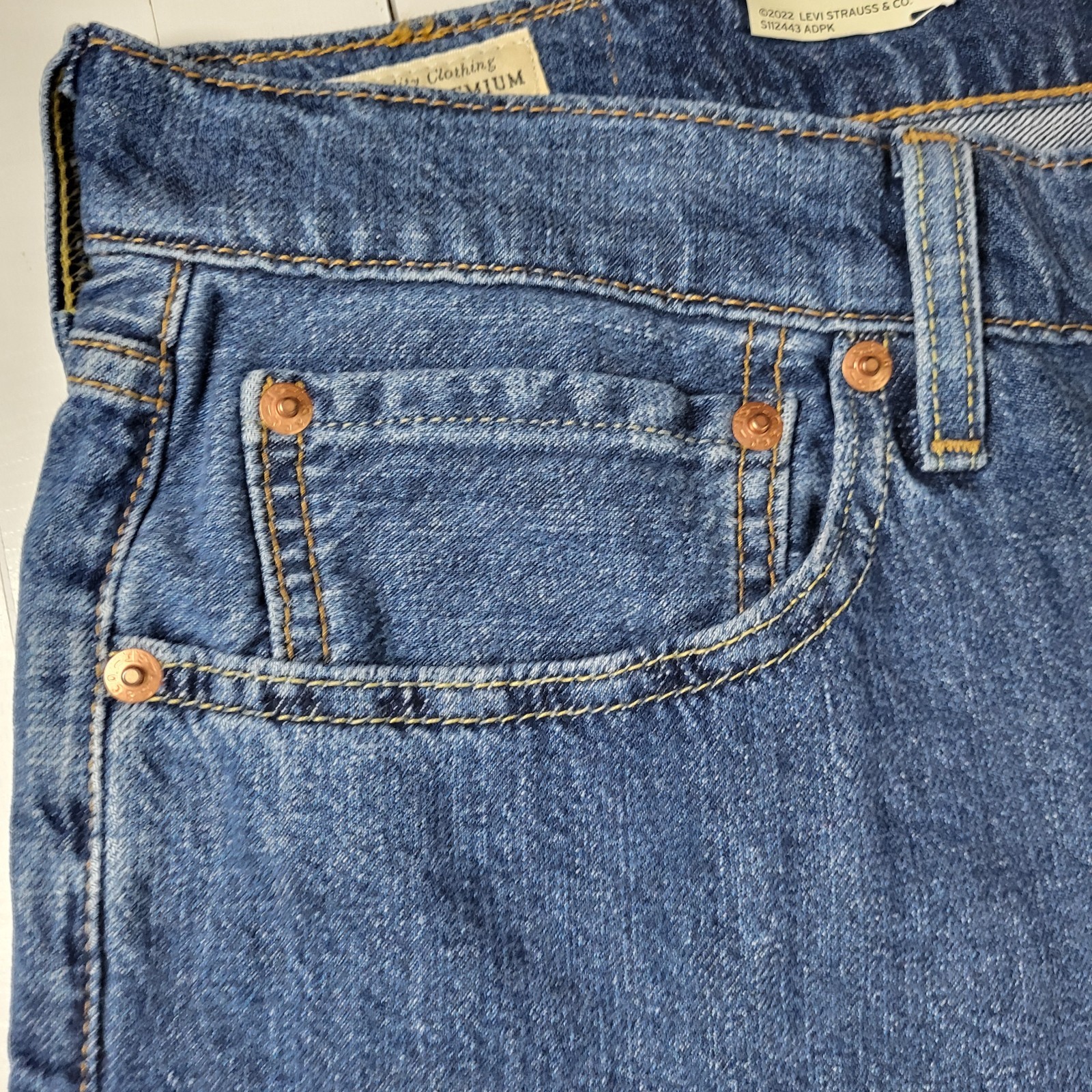Levis Premium 568 Loose Straight Jeans 38×30 Mens Blue New With Tags 0 Cotton
