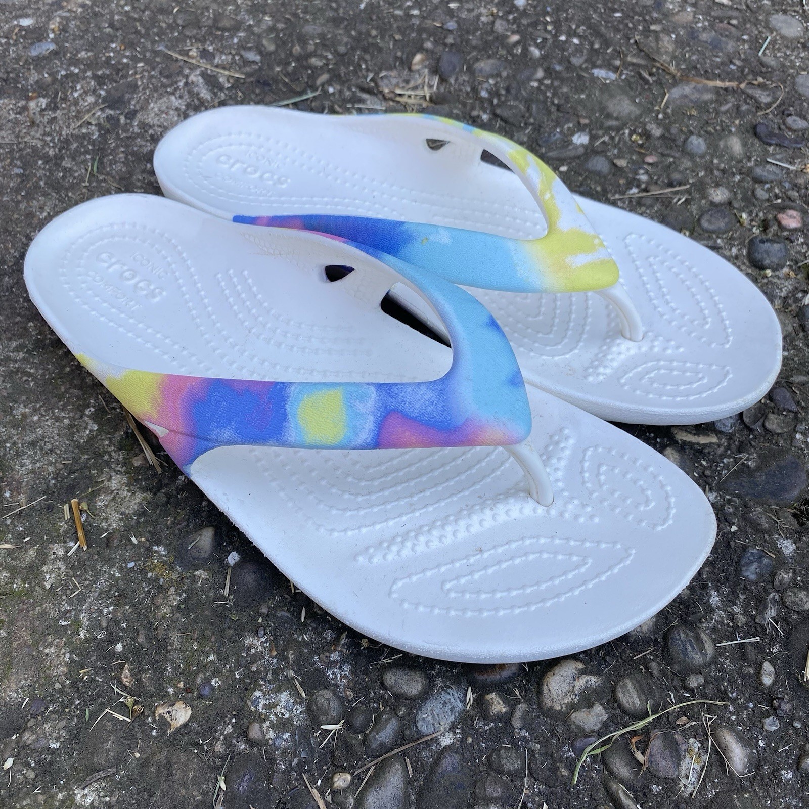 Crocs Kadee II Multicolored Printed Flip Flop Sandal Comfort 206866 Womens 6