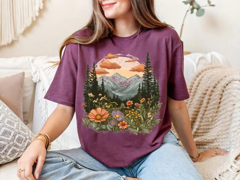 Mountain Wildflower Comfort Tee Nature Outdoor Camp