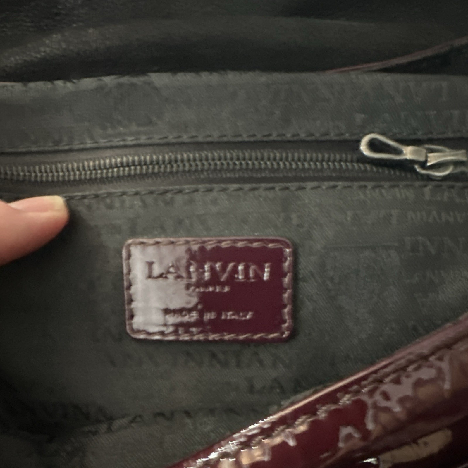Lanvin Burgundy Shoulder Bag Medallion Charm Push Lock Zip Gold Hardware