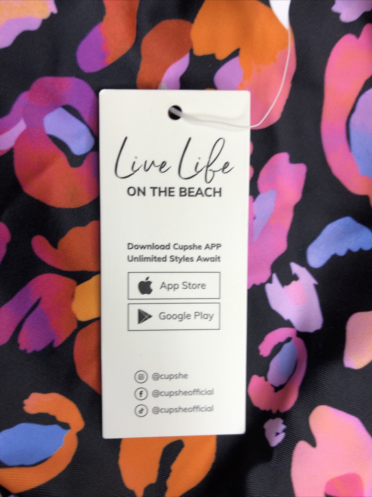 NWT Cupshe One Piece Swimsuit, Size Medium Black Leopard Purple Orange Blue Pink