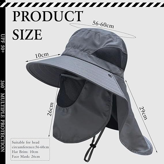 Sun Hat Wide Brim UV Protection Bucket Cap For Camping Hiking Fishing Safari Men