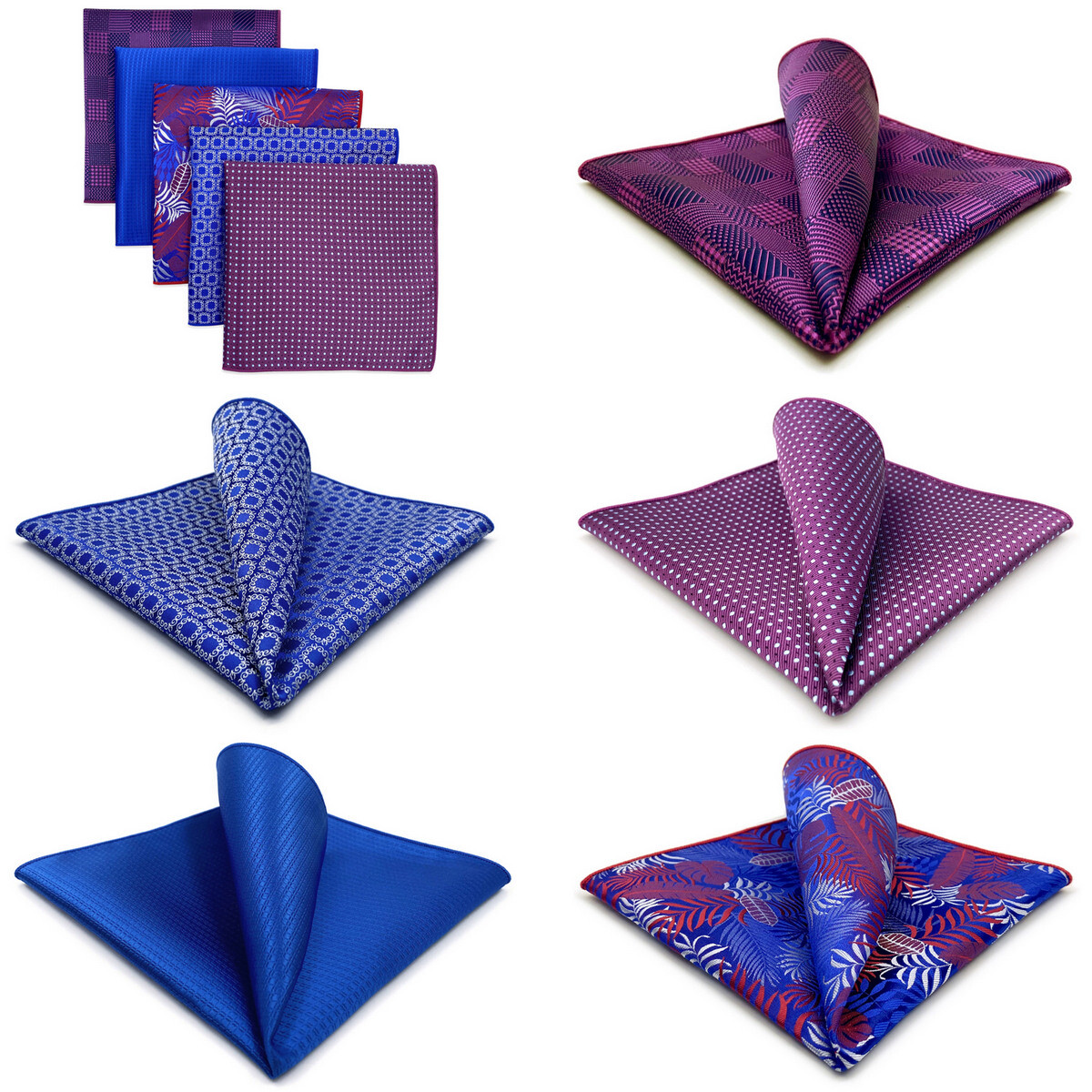 SHLAX&WING 5 Pieces Assorted Mens Pocket Square Handkerchiefs Set