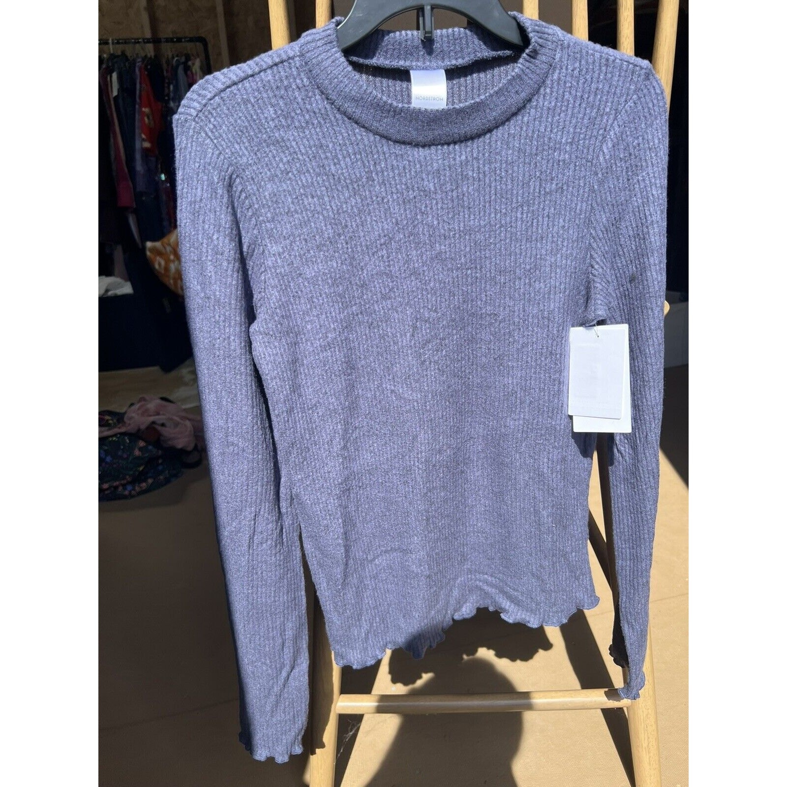 Nordstrom Girl’s Cozy Mock Neck Top in Navy Denim- Medium (8/10)