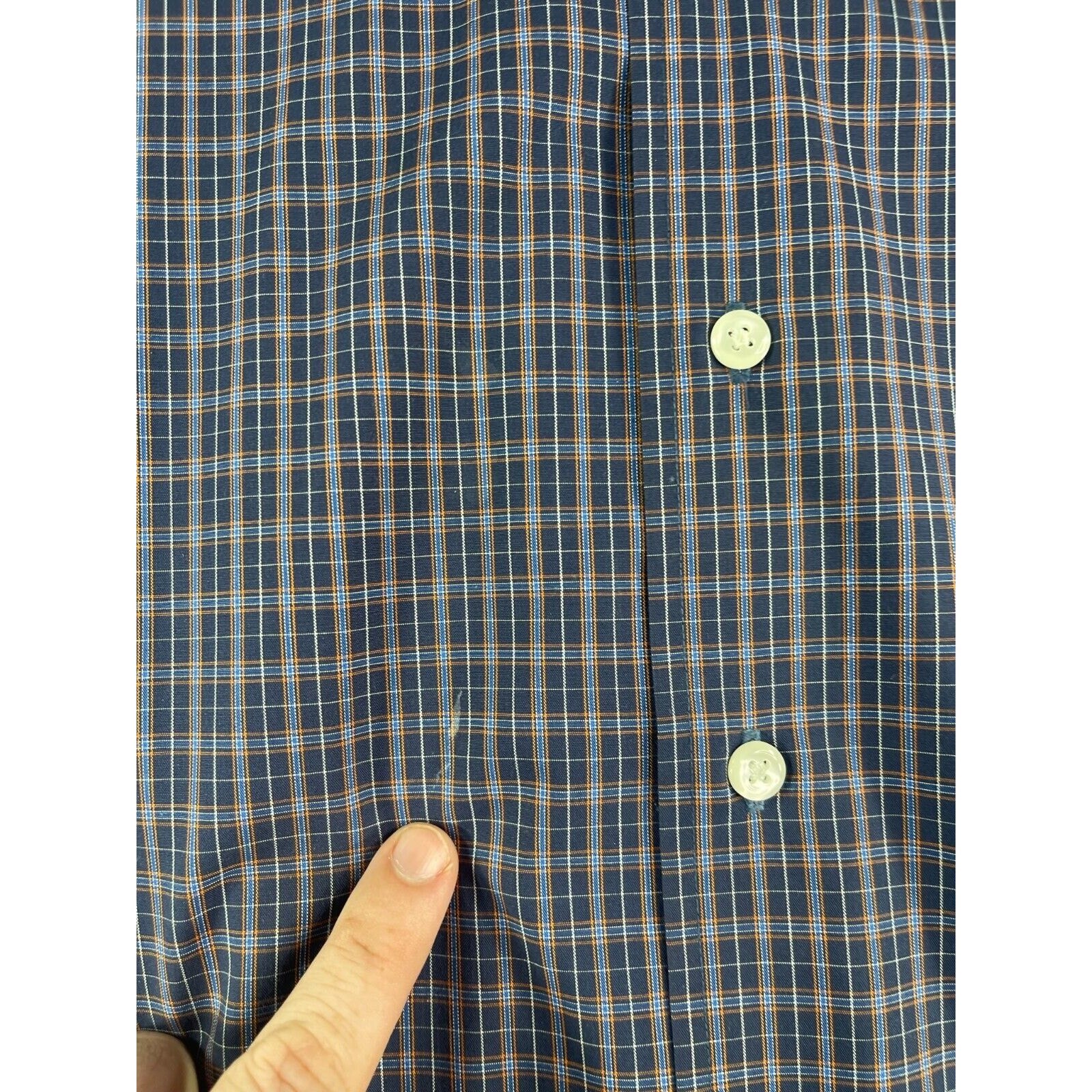 Nautica Shirt Mens 34 / 35 Button Down 17.5 in Blue Purple Plaid Non Iron Cotton