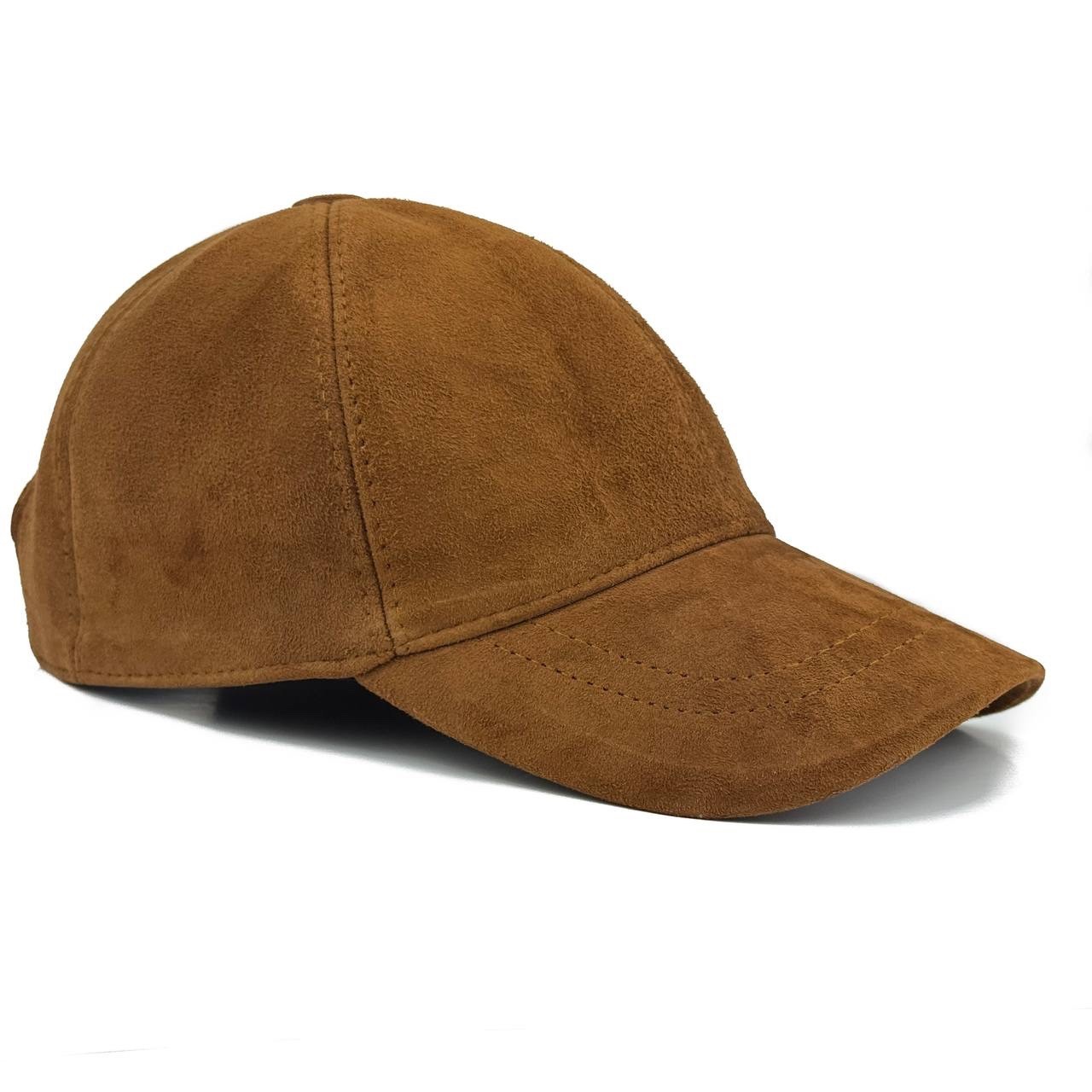 Real Suede Leather Baseball Cap for Men – Handmade Premium Quality Brown