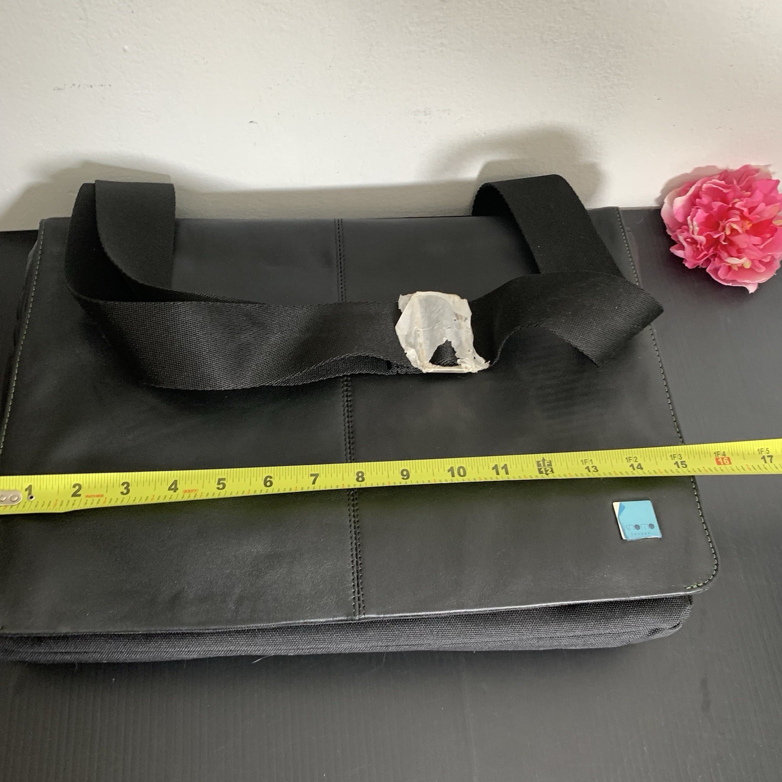 Knomo London – Black Laptop Business Messenger Bag with Shoulder Strap