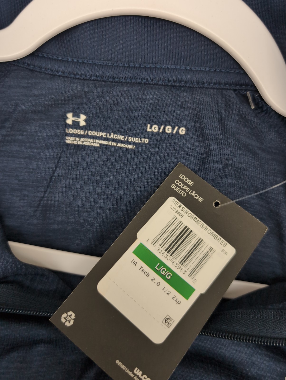 Men Under Armour Tech 2.0 1/2 Zip Sz L Navy Blue Long Sleeve Training Top BR0