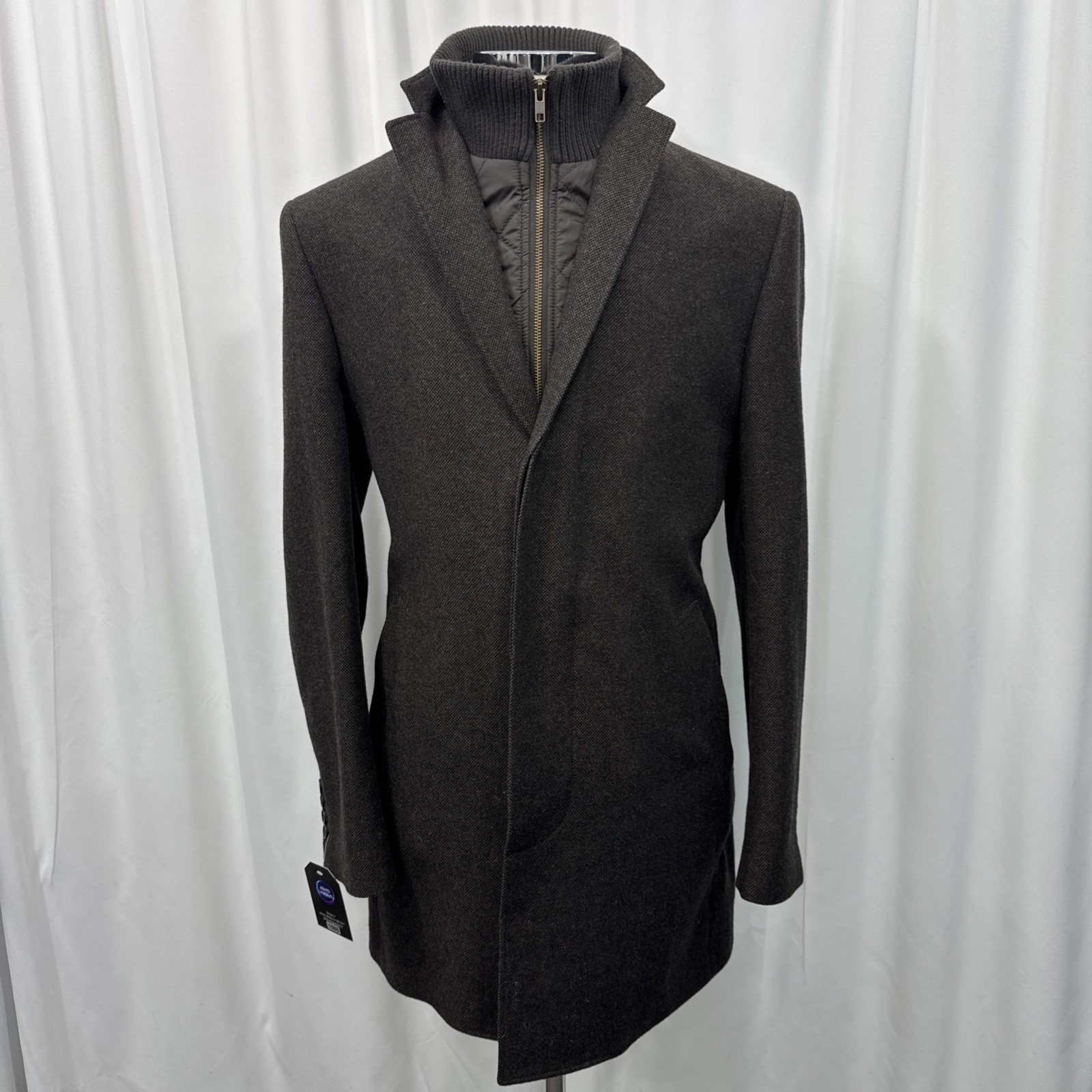 Austin Reed London Men’s Brown Tweed Overcoat – Italian Fabric Wool – 42–44”