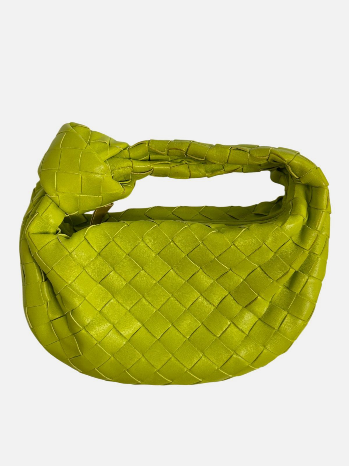 Bottega Veneta Women’s Green Mini Jodie Leather Intrecciato Knot Top Handle Bag