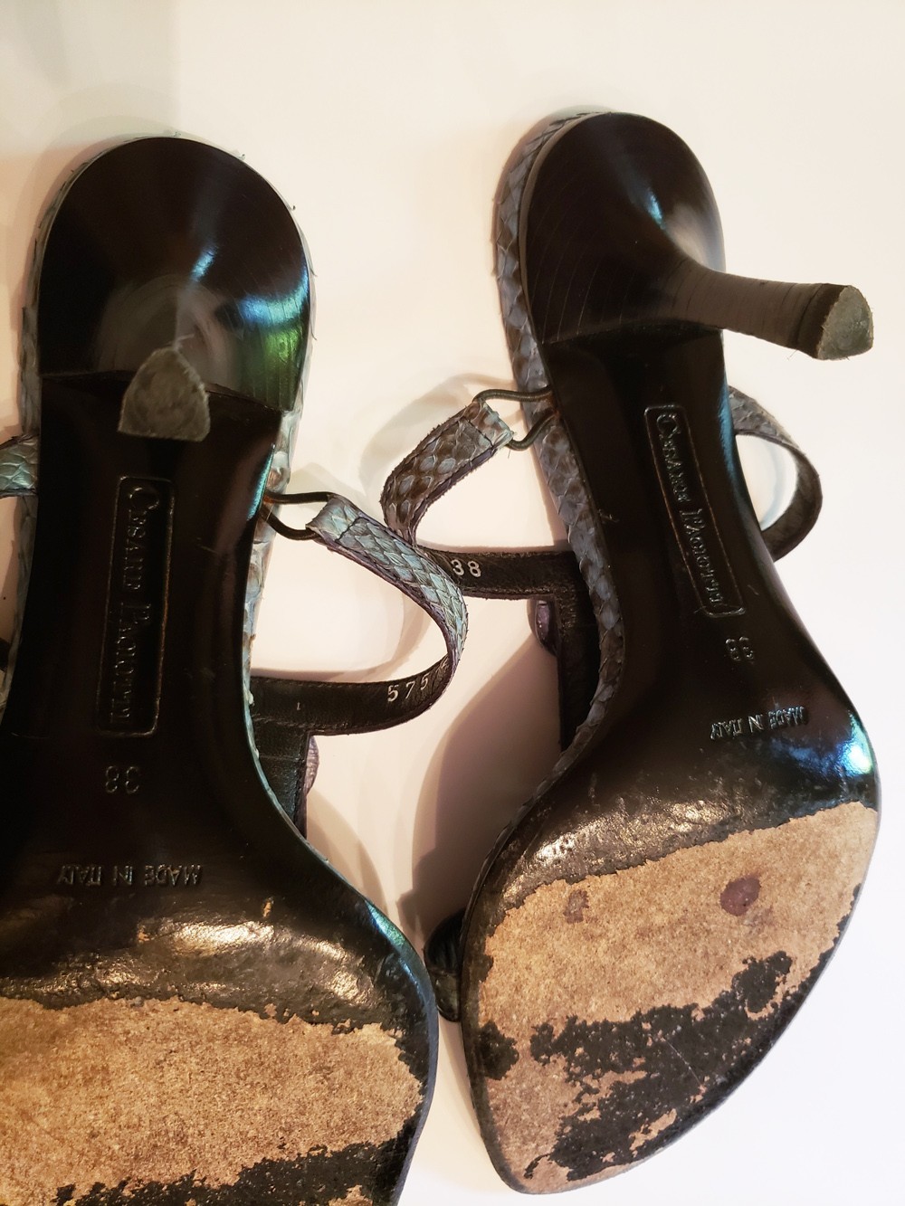 Cesare Paciotti exotic leather sandal heels Minimal wear