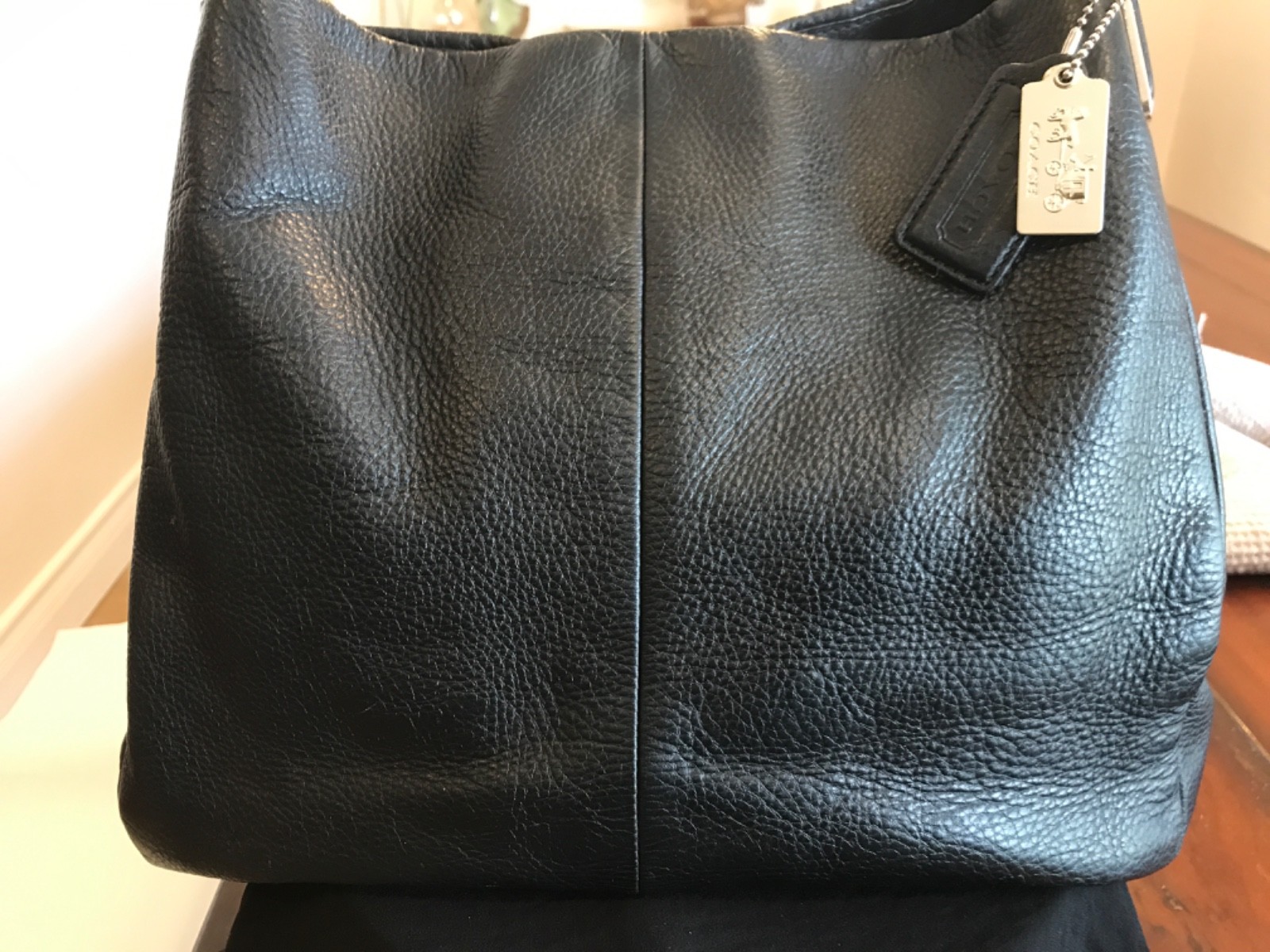Coach Madison Phoebe Black Pebbled Leather Hobo Satchel Handbag