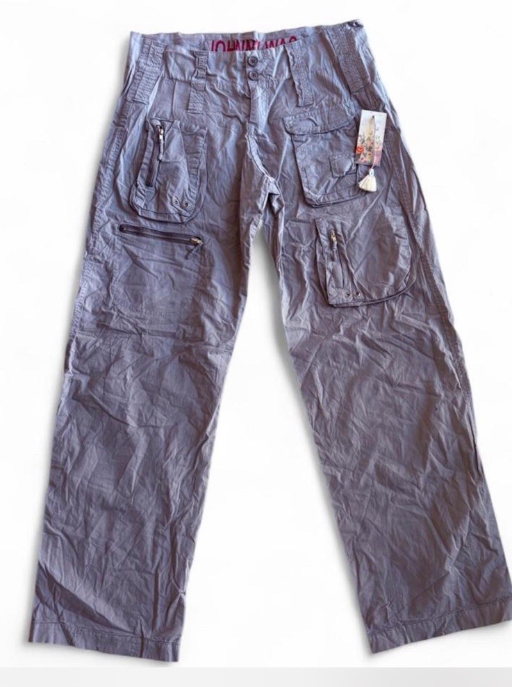 Pete & Greta by Johnny Was Cargo Marika Pants Stretch Y2K Gray Size 4 NEW