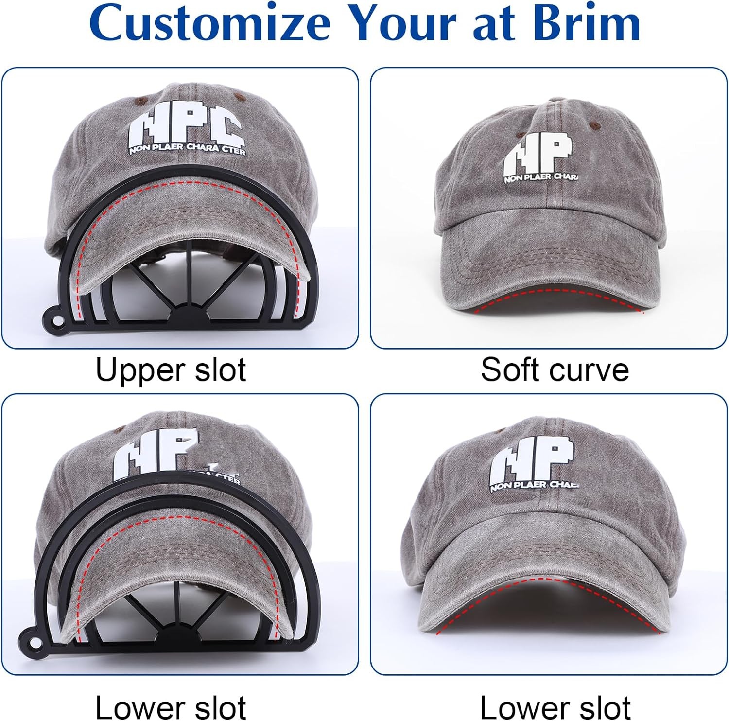 4 Pcs White+Black Hat Bill Bender – Baseball Cap Brim Curver Shaper – Fast Ship!