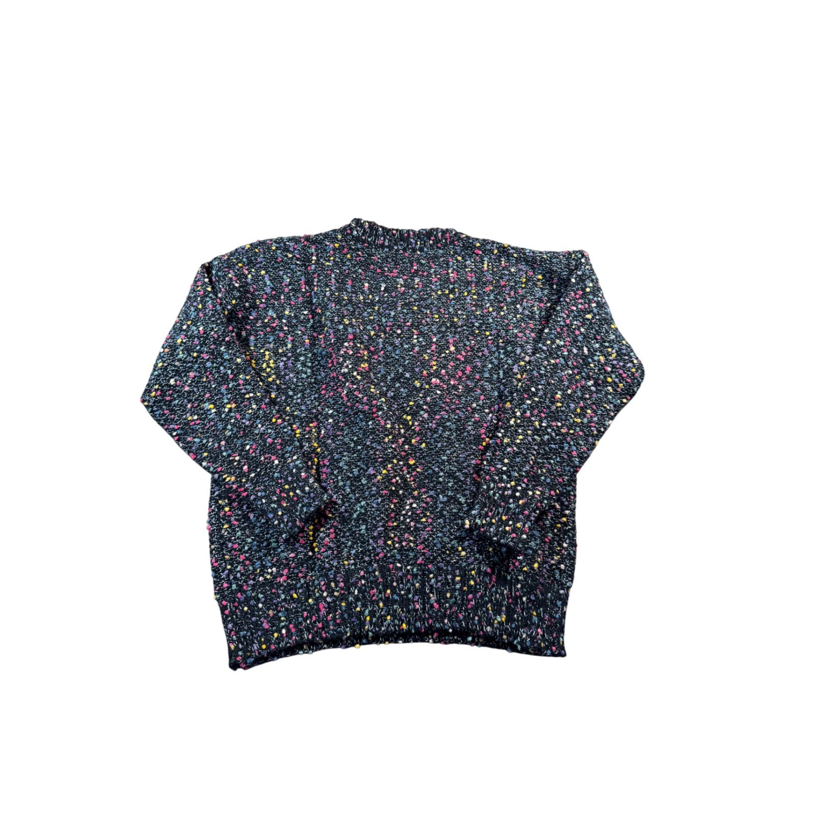 Confetti Knit Crewneck Sweater Black Multi Color Speckled Recycled Polyester S