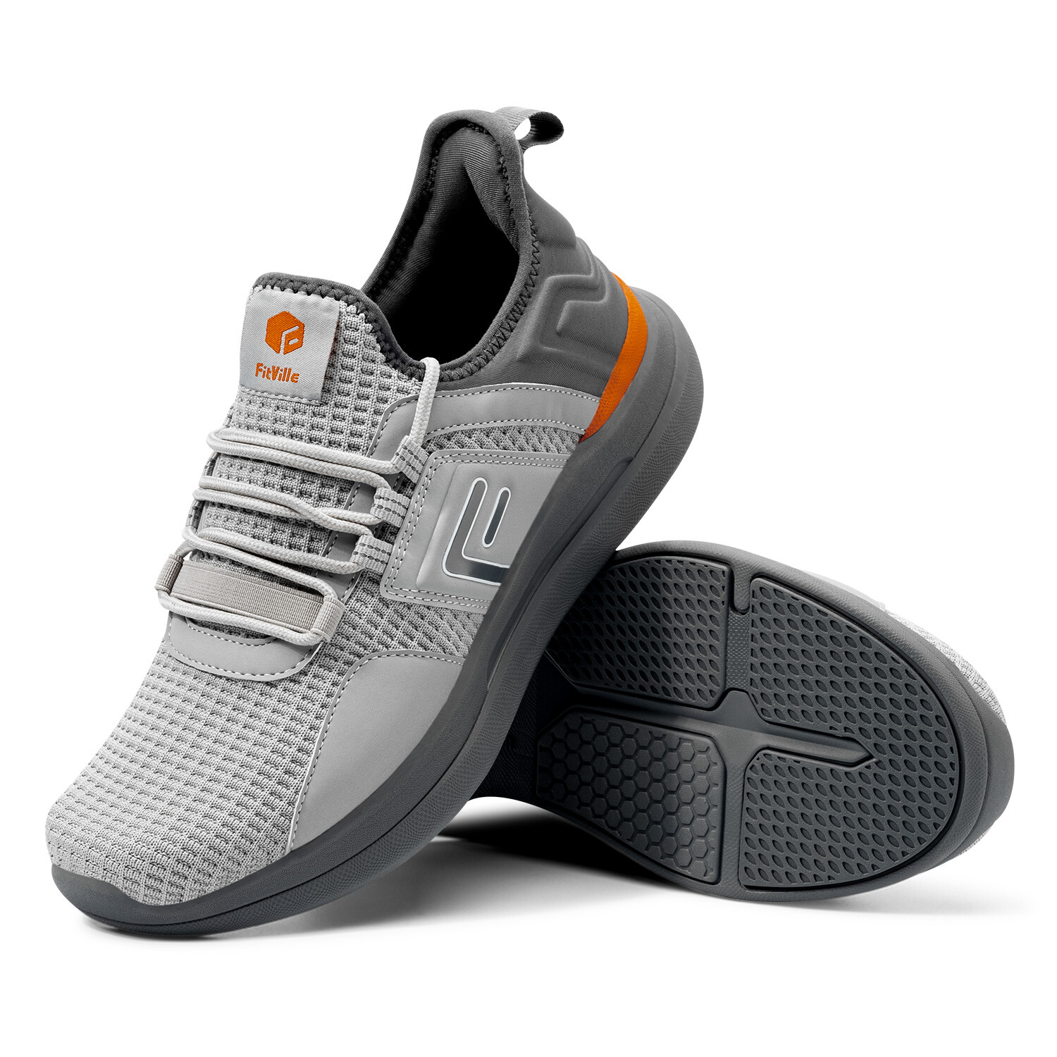 FitVille Men’s Running Walking Shoes Extra Wide Athletic Trainers Sneakers Gray