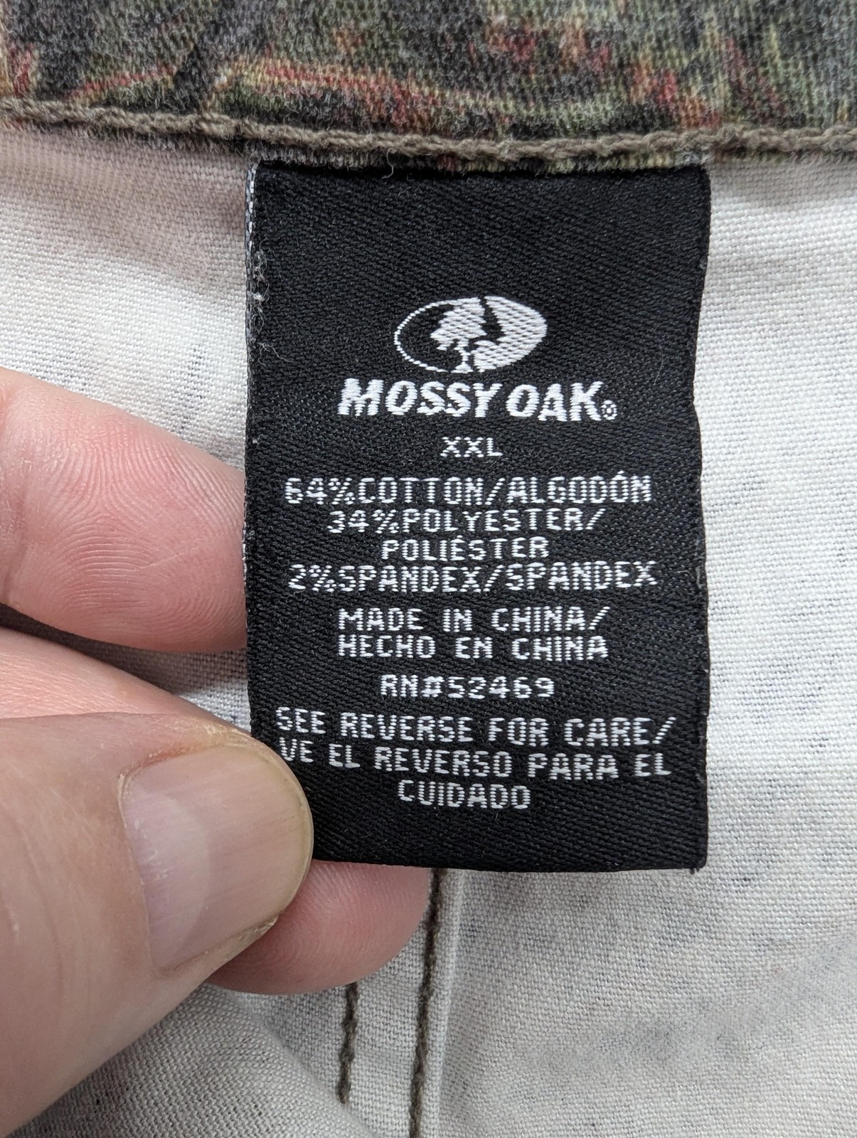 Mossy Oak Cargo Pants Mens 2XL 44-46 Brown Camo Elastic Waist Hunting Outdoor