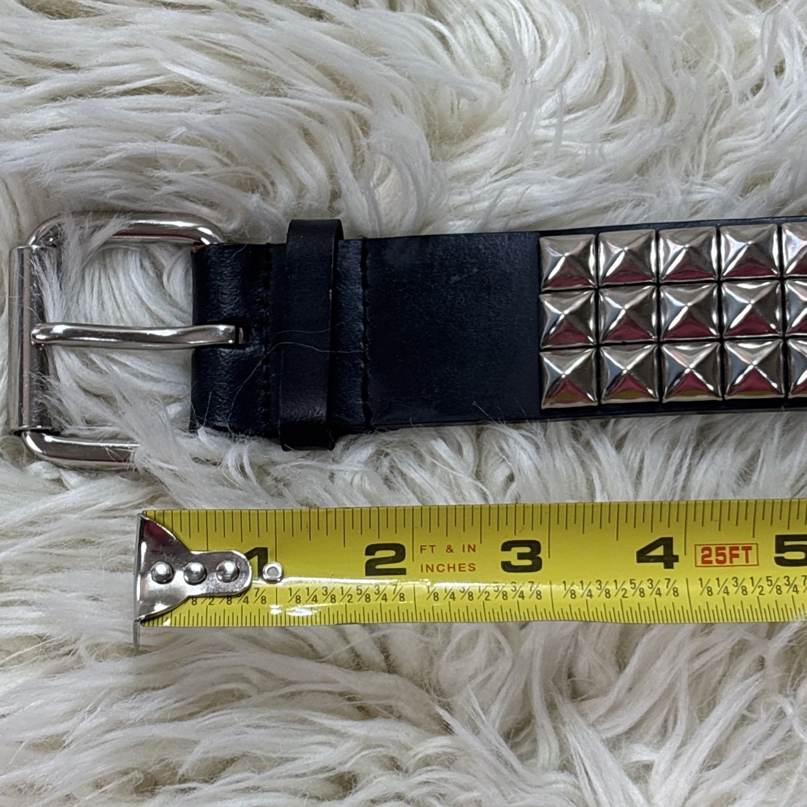 Three Row Pyramid Stud Belt Leather Studded Belt Punk Goth By Funk Plus 32/80