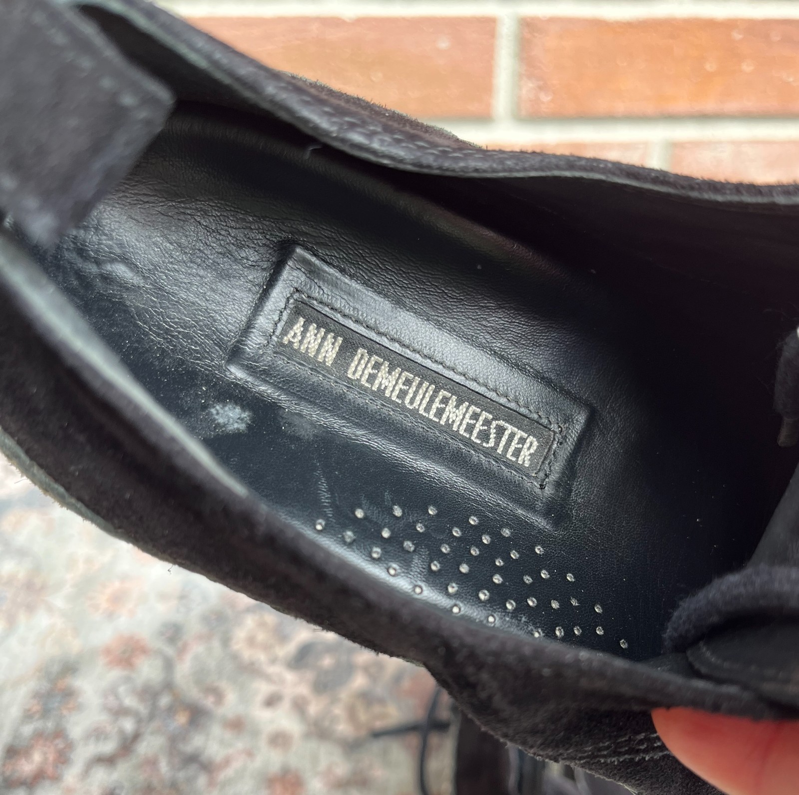 Ann Demeulemeester Black Suede Whipstitch Low Top Sneakers / Size EU 40 US Men 7
