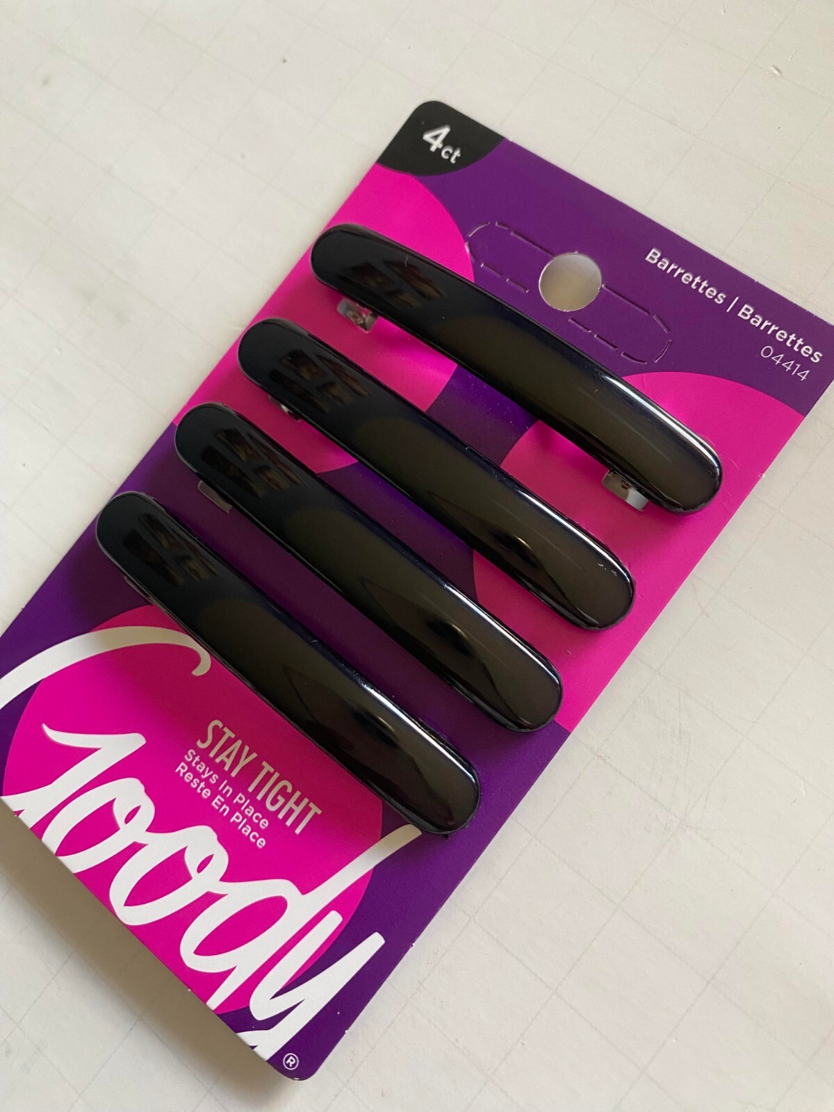 Goody Barrettes ( 4 pcs ) barrette 04414 women hair clip click girl 2.5″ BLACK