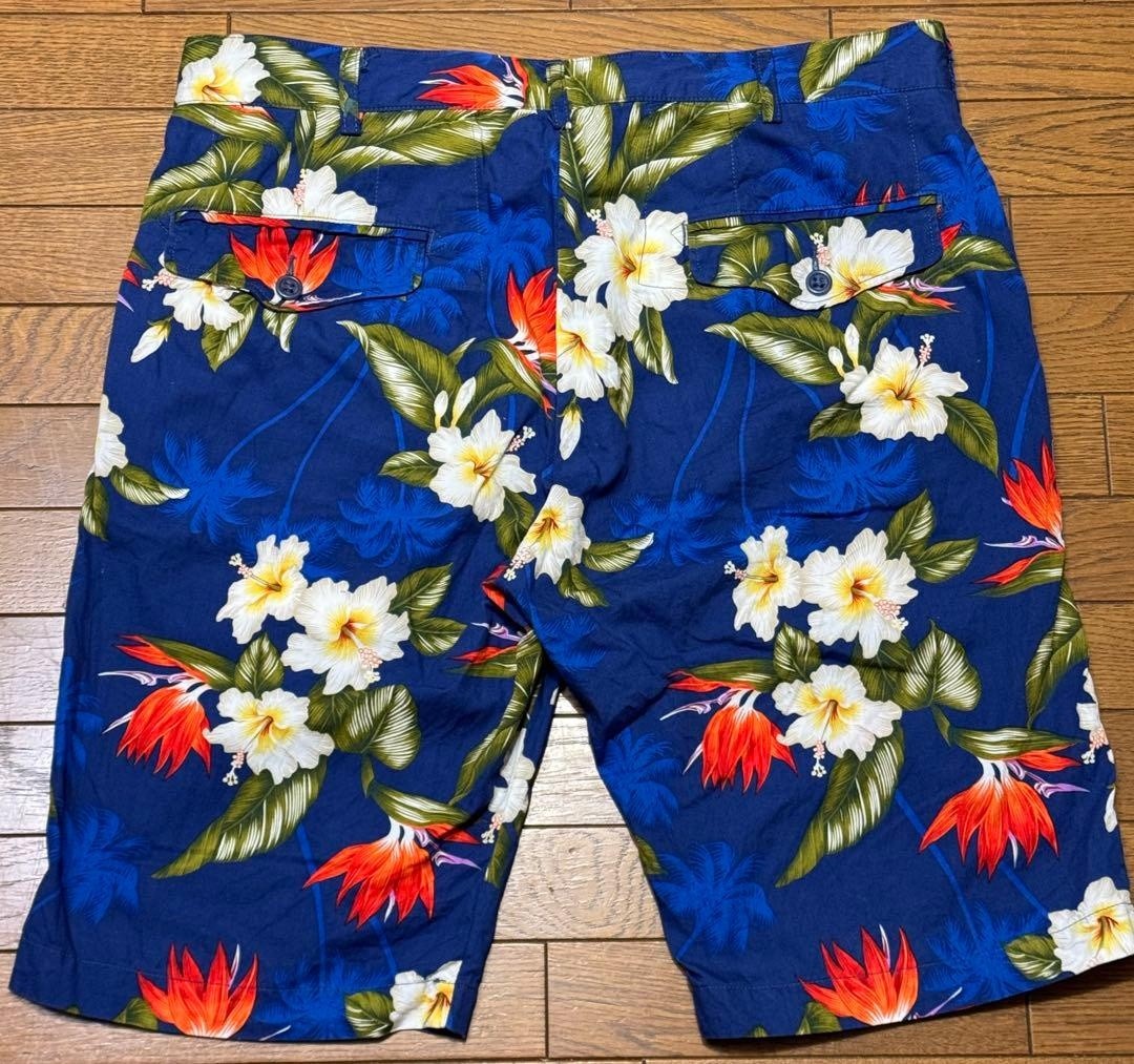 Engineered Garments Floral Shorts USA Made Size 36 Hibiscus Botanical Blue F/S