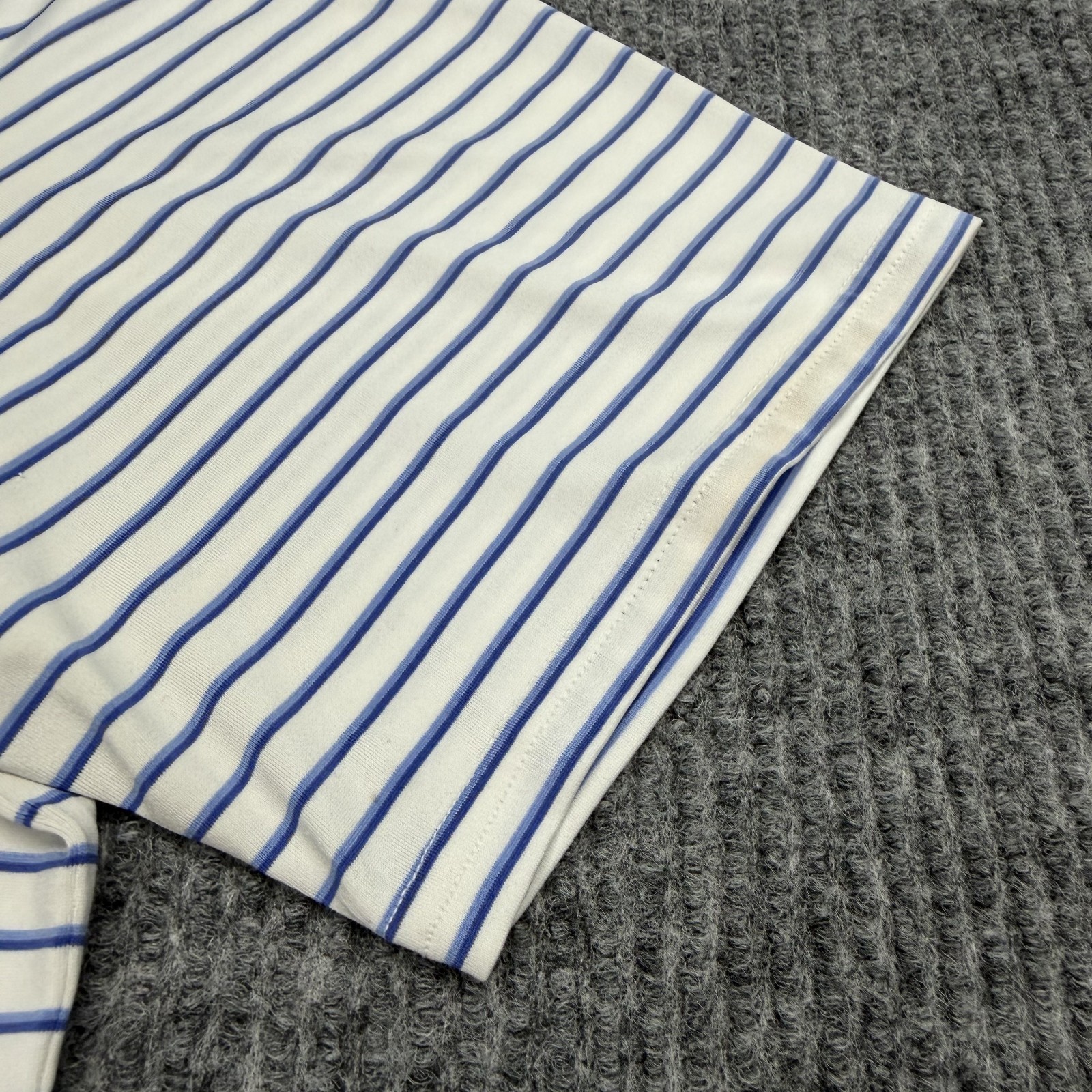 Holderness & Bourne The Sutton Surfside Polo Shirt Mens L White Blue Stripe Golf