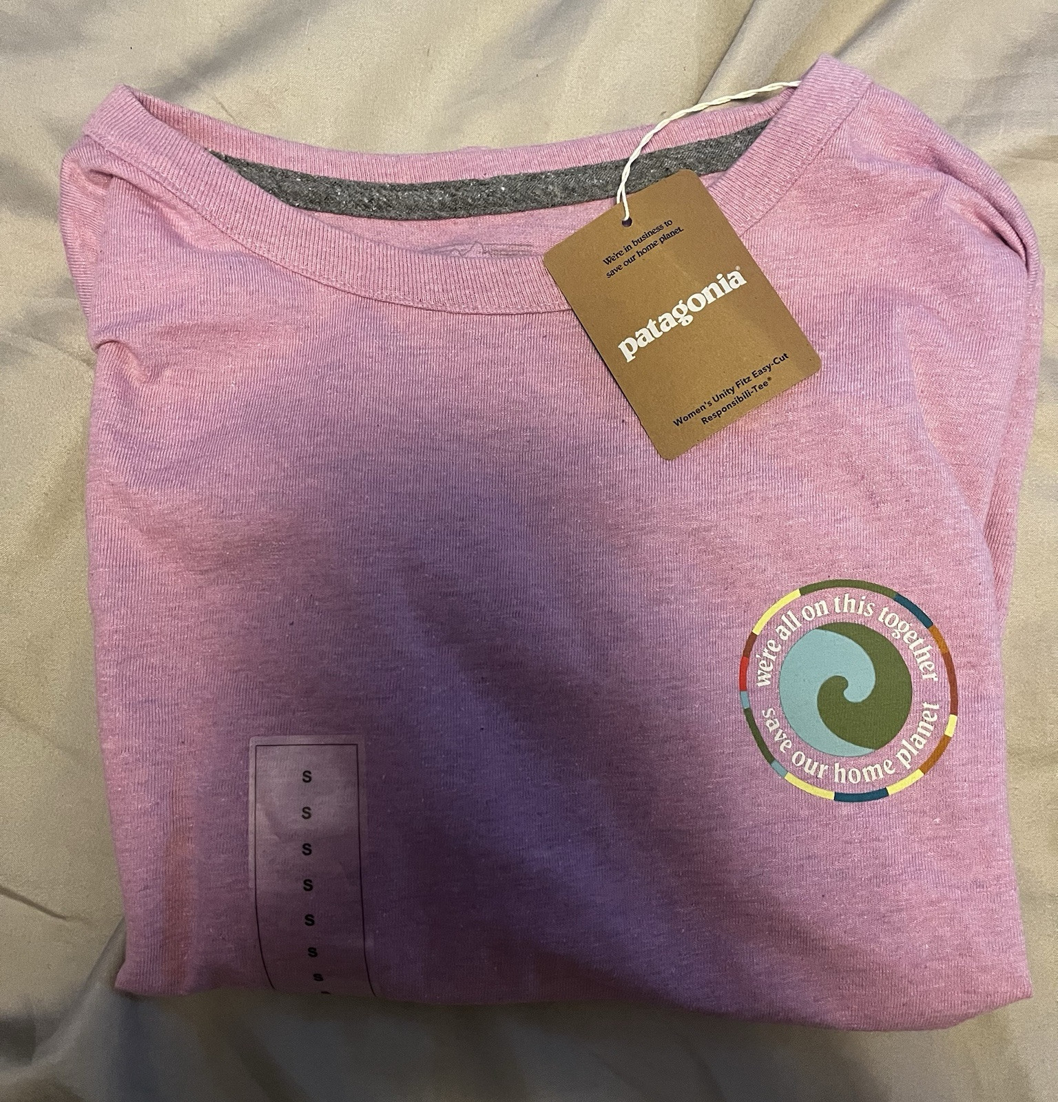 NWT Patagonia Unity Fitz Easy-Cut Responsibili-Tee Milkweed Mauve Woman’s