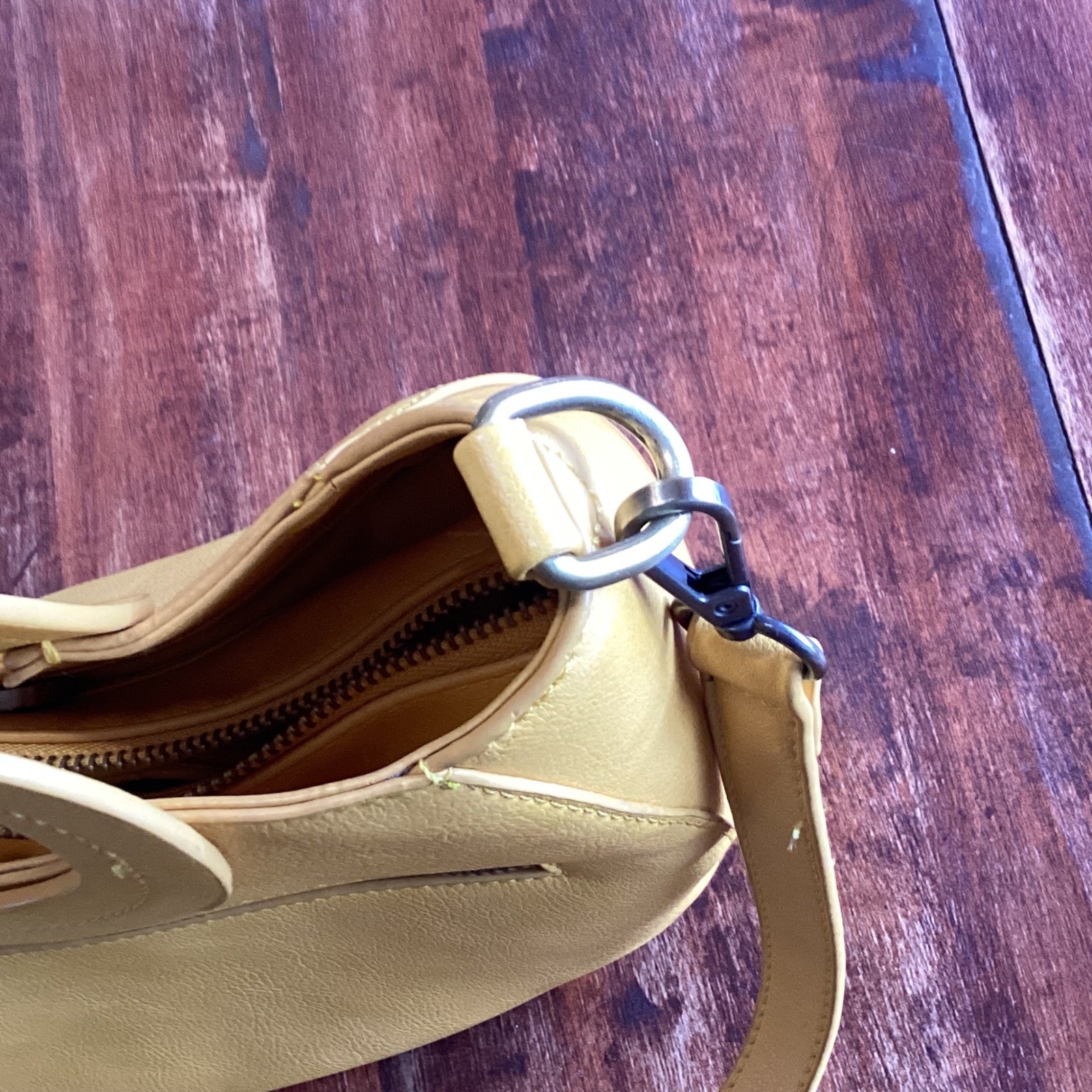 Joy Susan Yellow 100% Vegan Leather Circular Handle Crossbody Handbag Satchel