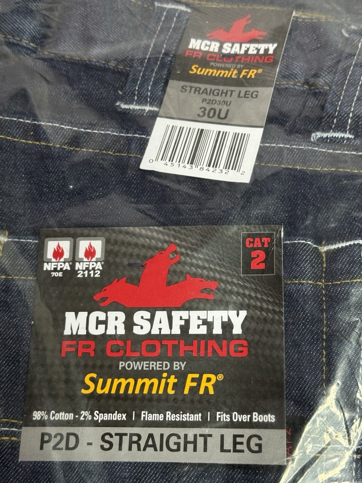 MCR Safety P2D3034 FR Jeans 30W Straight Leg CAT 2 NFPA 2112 New