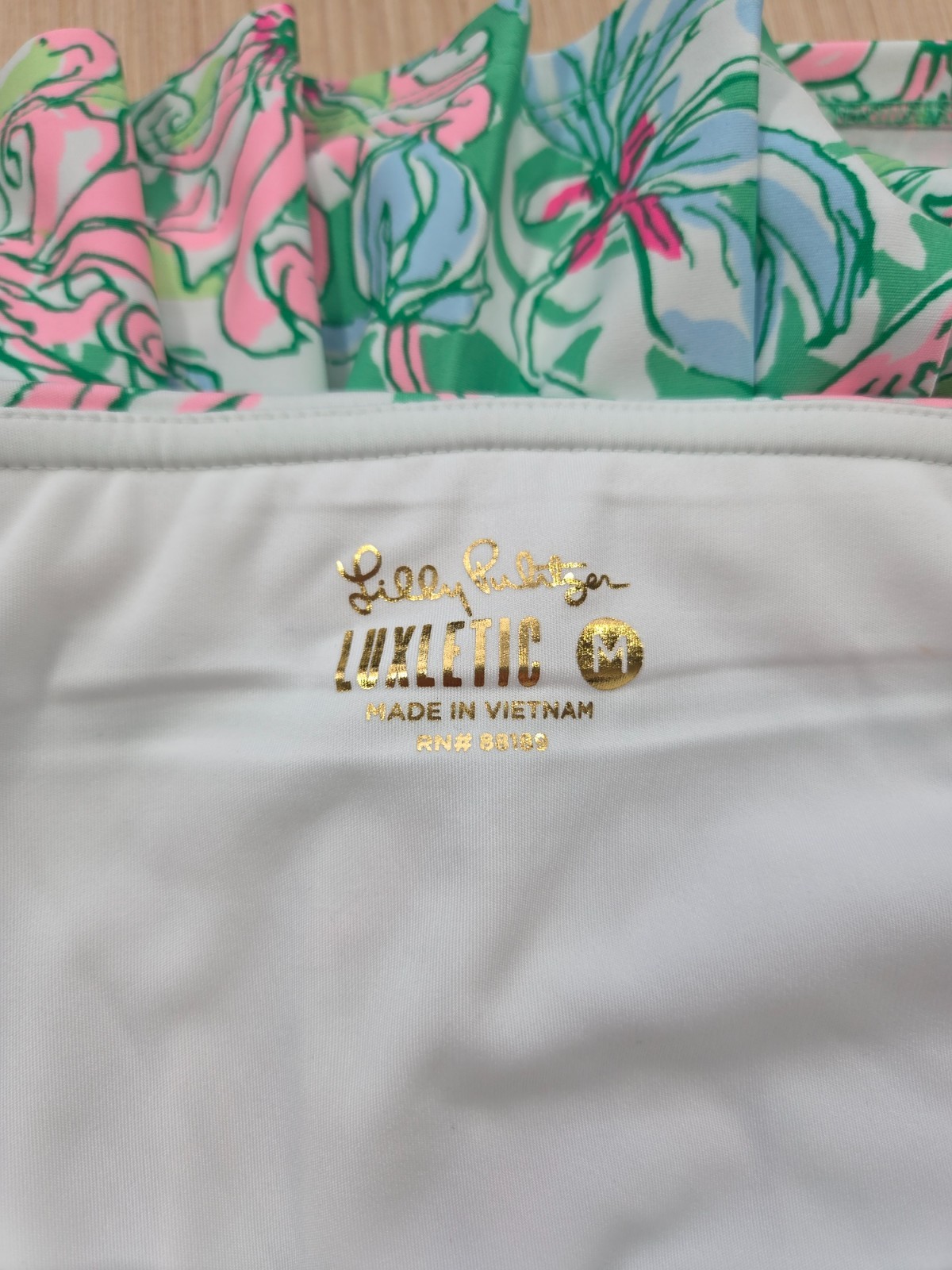Lilly Pulitzer Luxletic Bacio Skort Green Spearmint Blossom Pleated Tennis Sz M