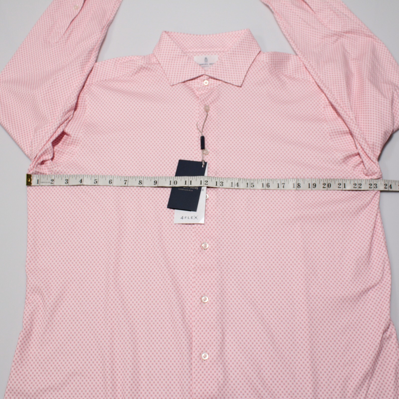 Emanuel Berg NWT Byron Casual Button Down Shirt Size 44 17.5 XL in Pink Circles