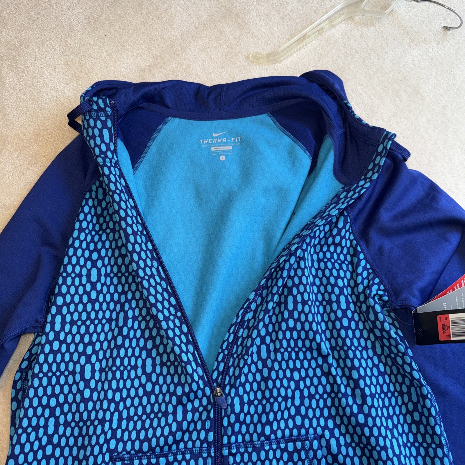 Nike Therma-FIT Women’s Large Full Zip Hooded Jacket NWT Blue Thumbholes