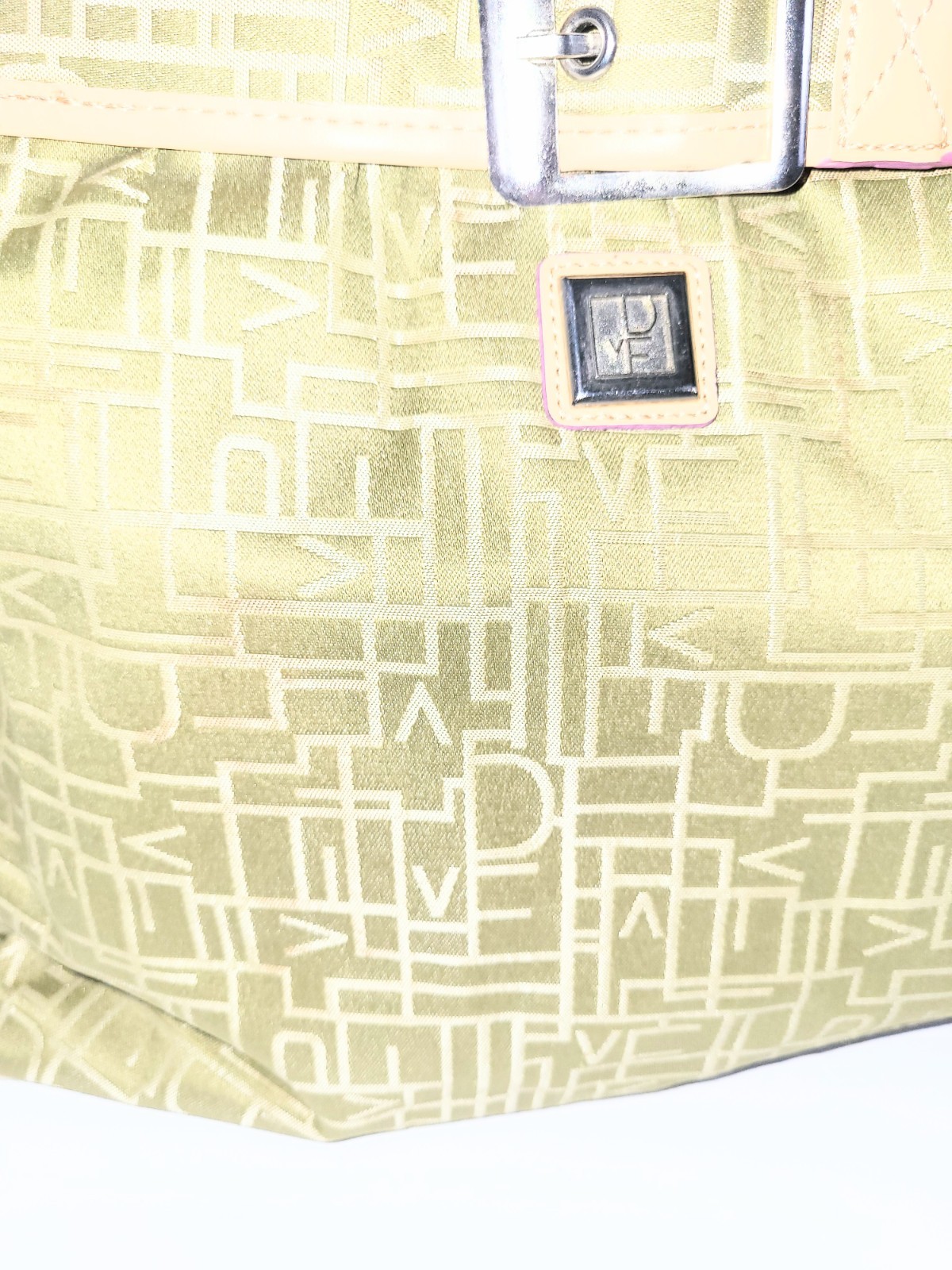 Diane Von Furstenberg Y2K Geen Monogram Extra Large Tote Bag Luggage Carry On