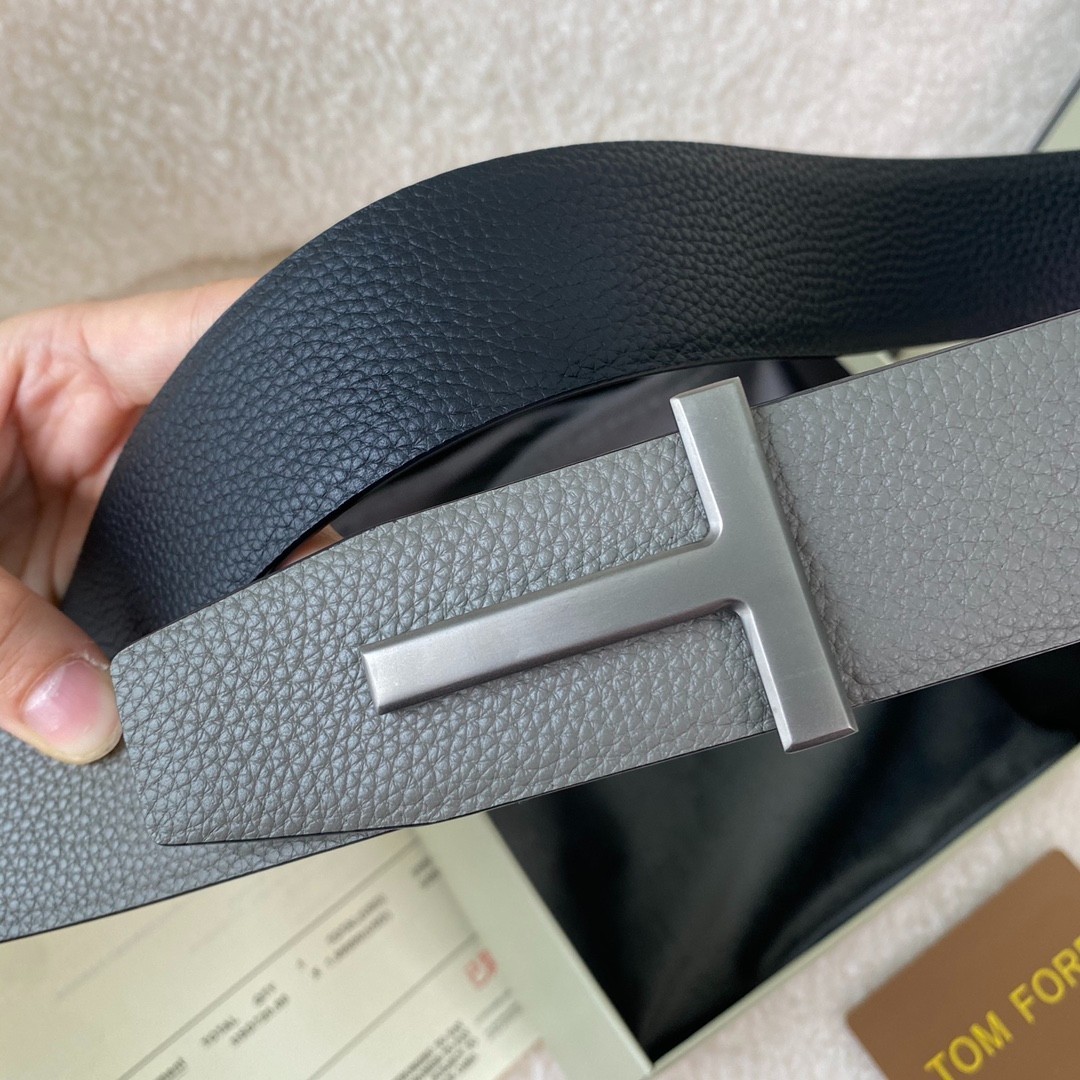 Tom Ford Belt Reversible Gray/Black Calfskin Leather