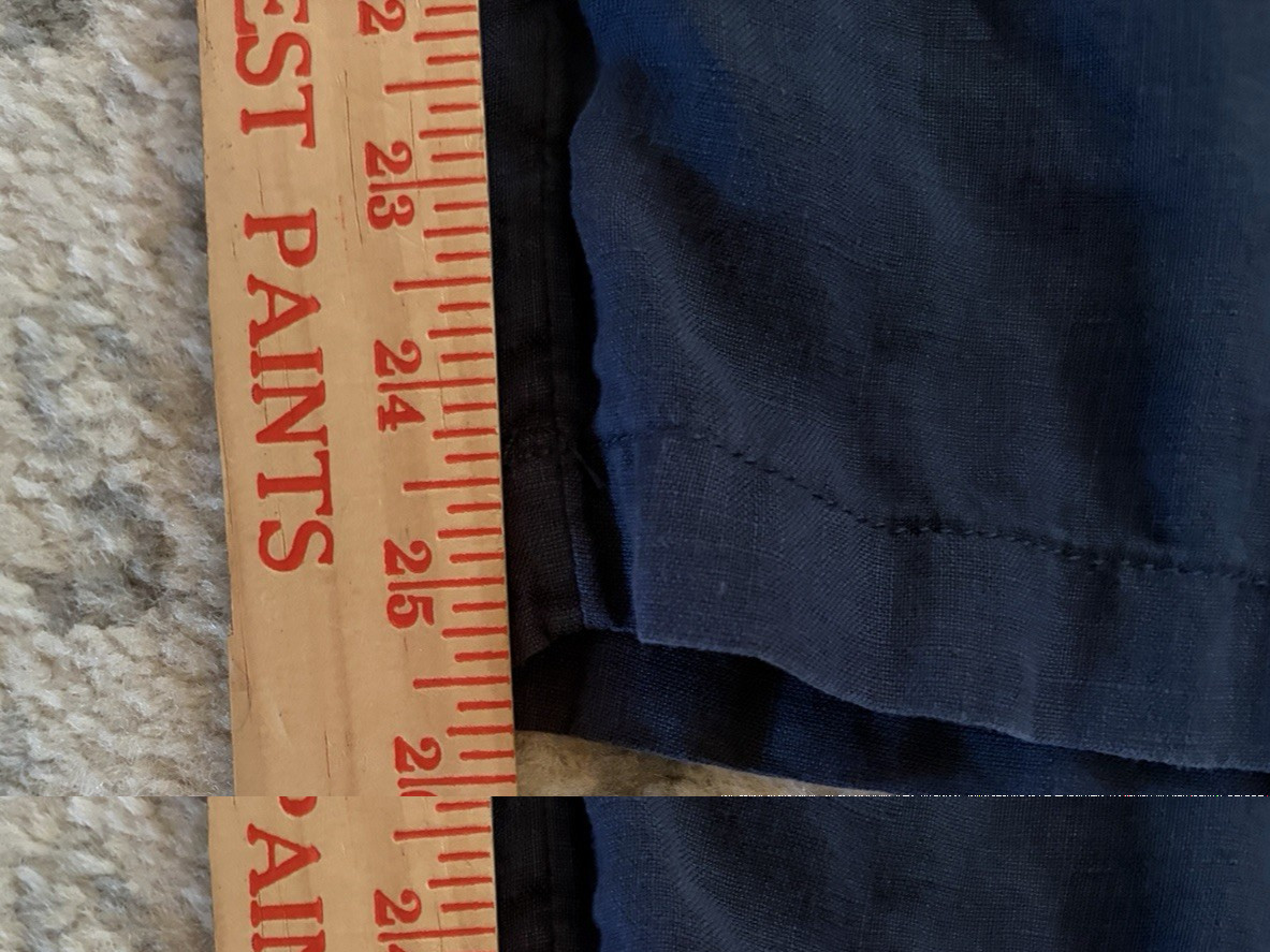 Nicole Miller Linen Pants Large L Blue Wide Leg Cropped Paperbag Waist Tie Belt