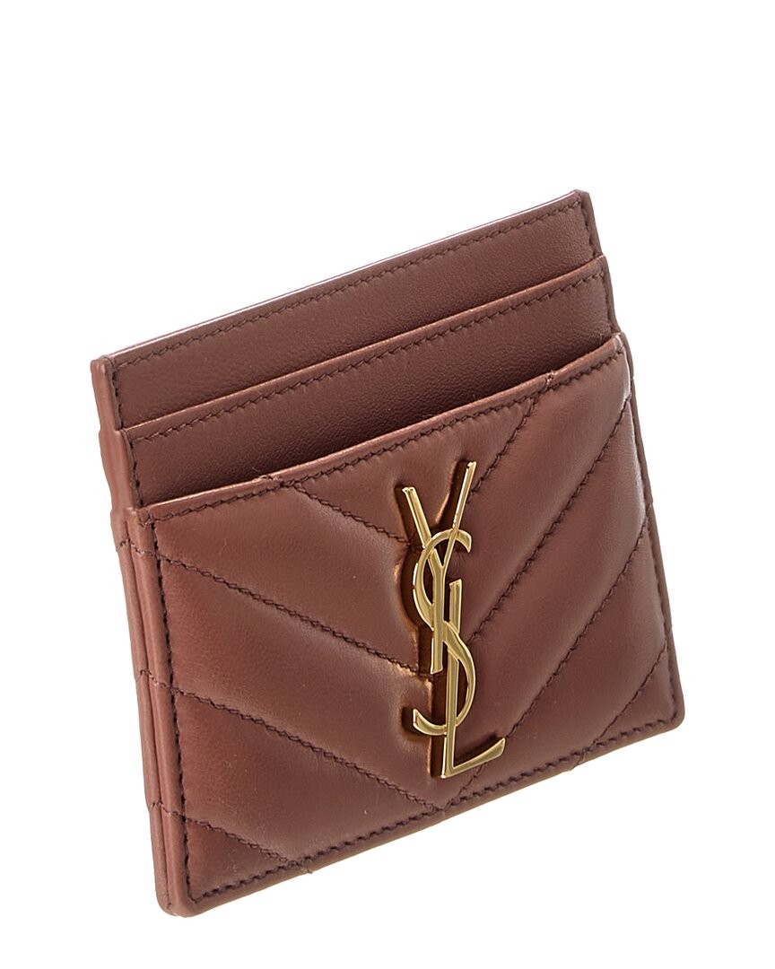 Saint Laurent Monogram Matelasse Leather Card Holder Women’s Pink
