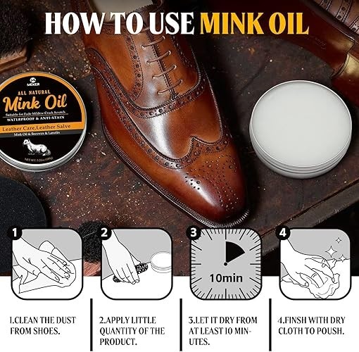 MEKER Mink Oil for Leather Boots, Leather Conditioner and Cleaner 3.52 oz-All-Na