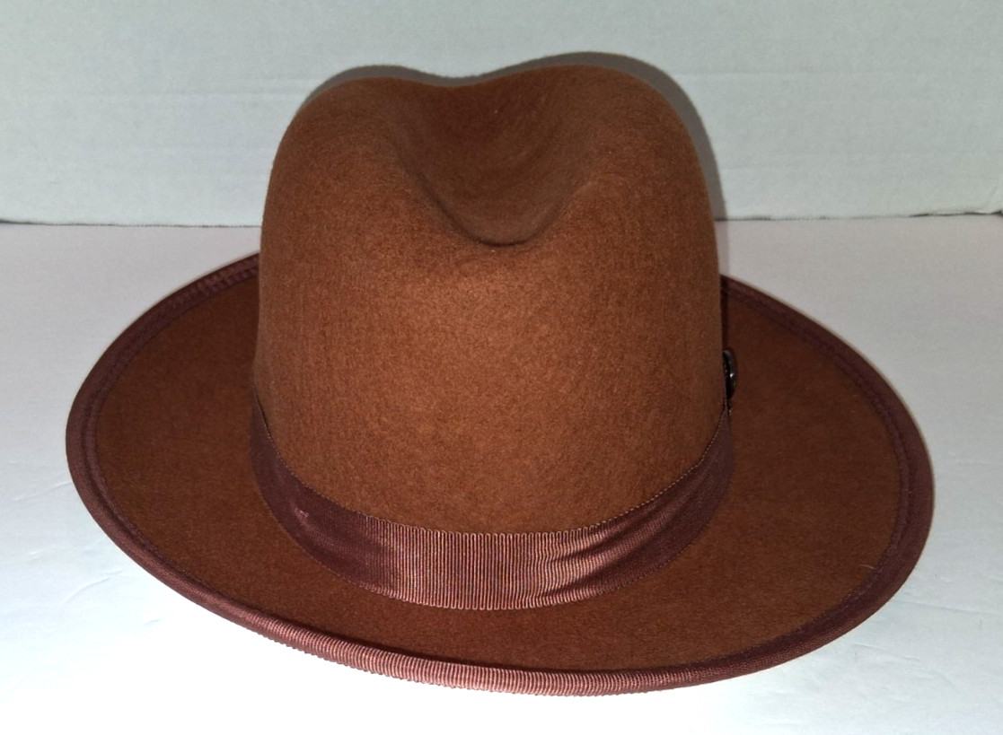 Bruno Capelo Fedora Hat Medium Cognac and Bone Wool Pre-owned NWT