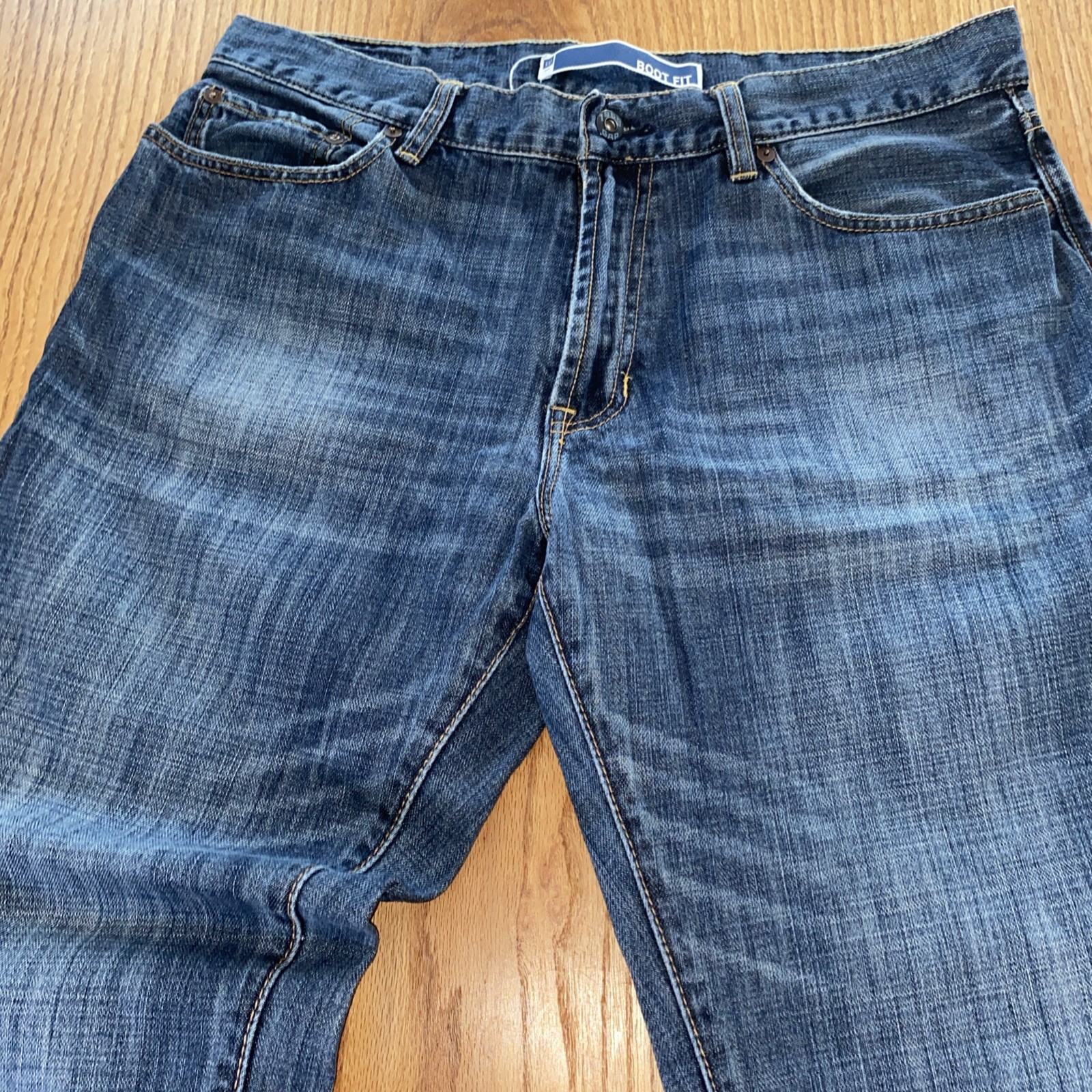 Y2K Vintage Gap Jeans Mens 34×32 Baggy Loose Boot Fit Stone Washed Blue Denim