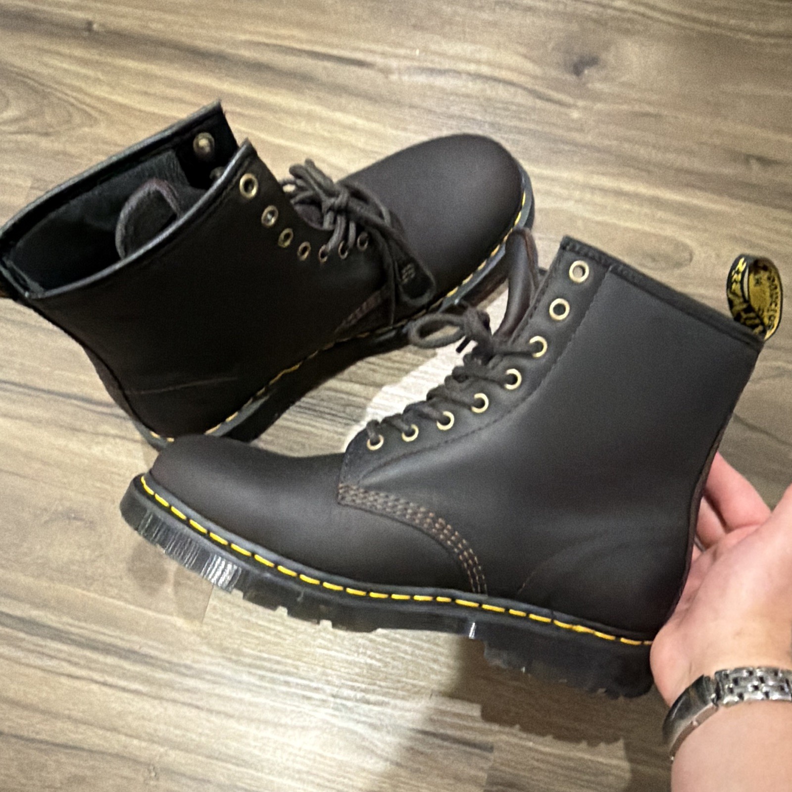 Dr. Martens Men’s Black Leather Lace-Up Combat Ankle Boots US 11 EU 46