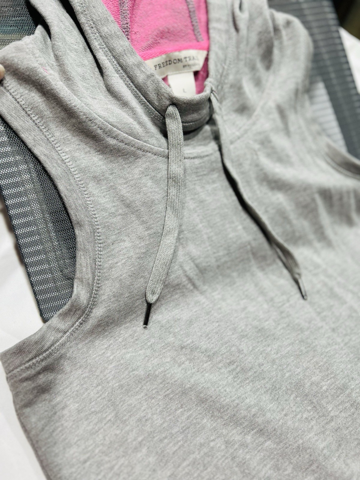 Freedom Trail Kyodan Gray Sleeveless Hoodie Dress NWT Pink Lined Athleisure Sz M