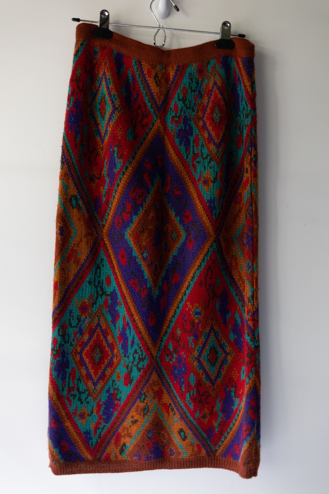 Southwestern Diamond Pattern Sweater Skirt Vintage Western Cowboy Country Sz S