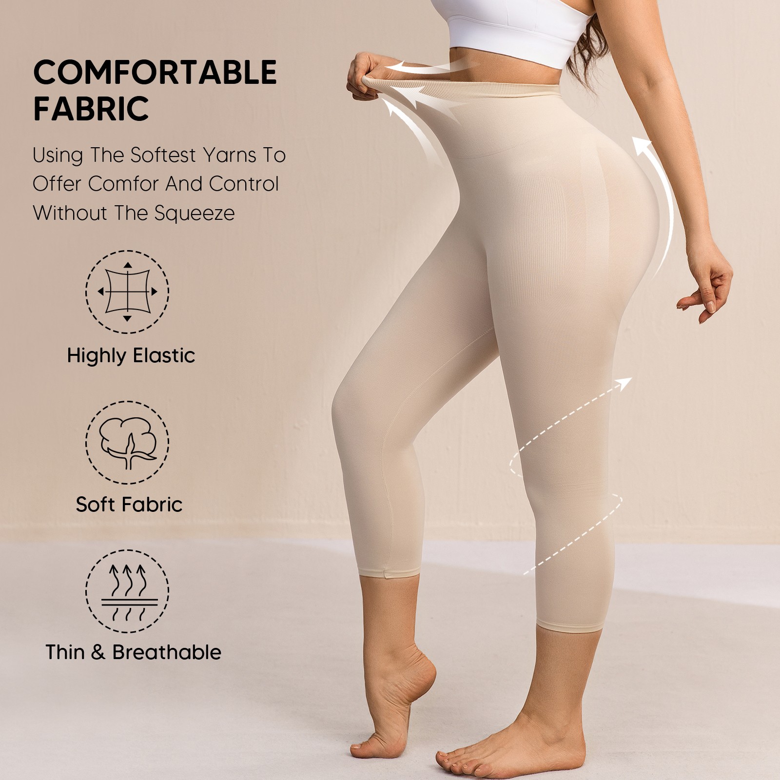 Plus Size Women Anti Cellulite Compression Leggings Leg Shaper High Waist Capris