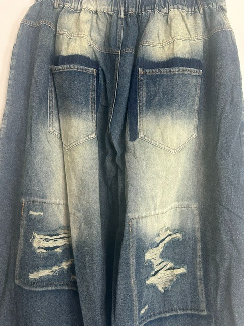 A Rare Bird Women Distressed Patchwork Grunge Elastic Waist Denim Jeans NWT