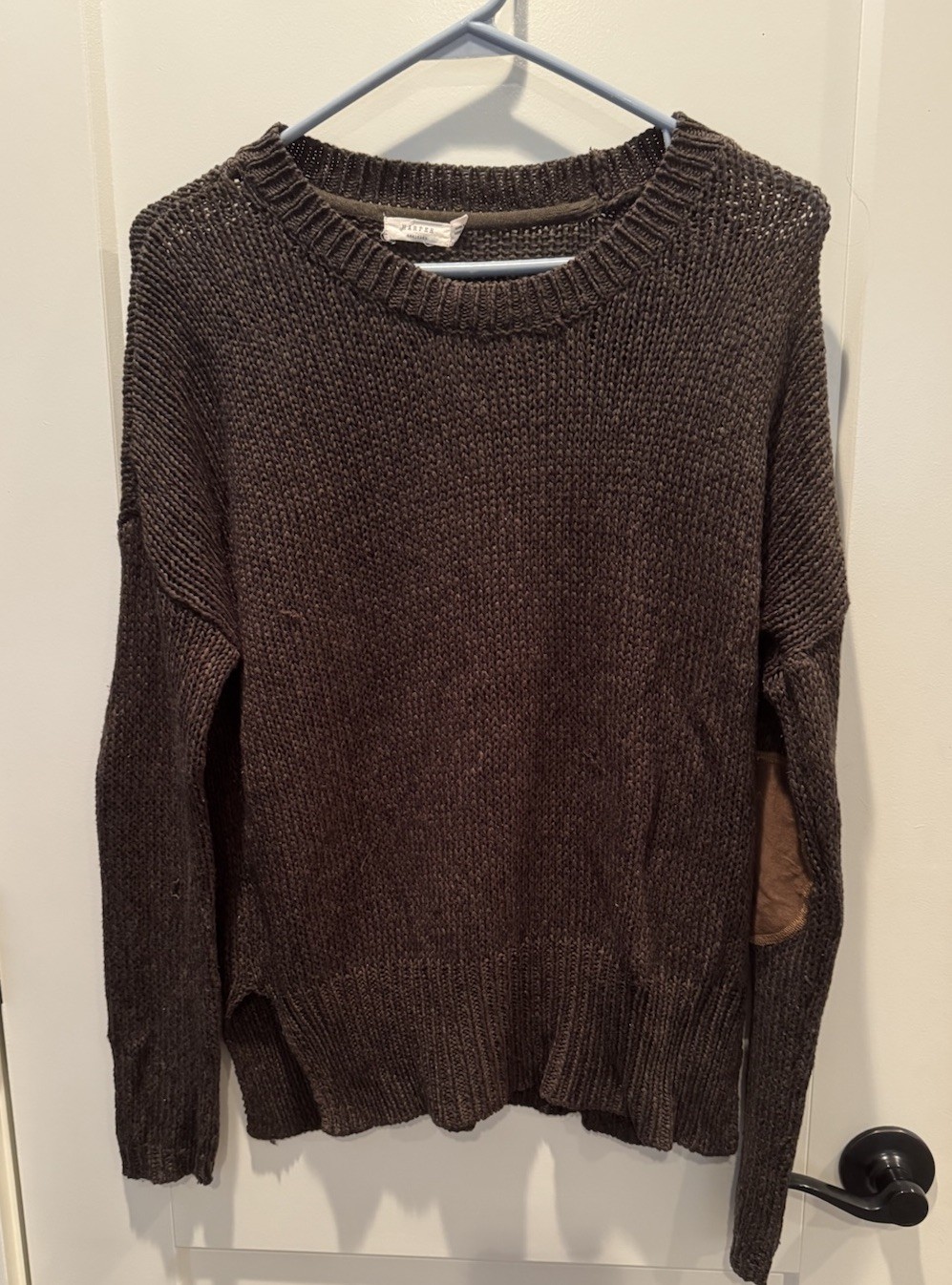 Harper Heritage Brown Knit Sweater With Elbow Pads, Size Small