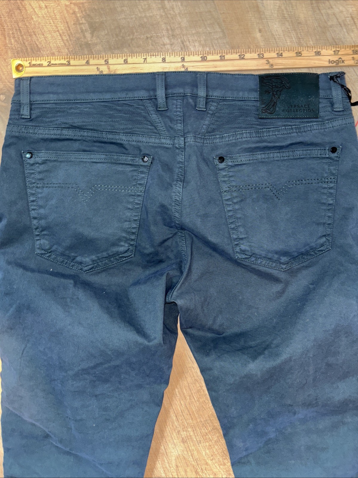 NWT Versace Collection Navy Stretch Moto Pants Size 35×32 MSRP $795