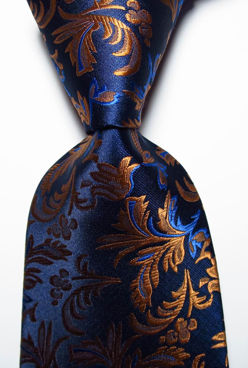 New Classic Paisley Dark Blue Gold JACQUARD WOVEN 100% Silk Men’s Tie Necktie