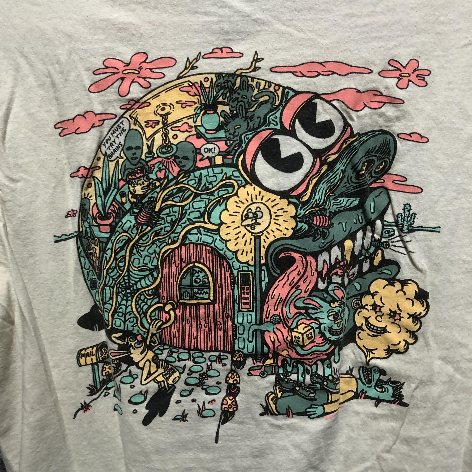 Killer Acid Shirt Mens M White Graphic Tee Tagless Crew Neck Cartoon Print