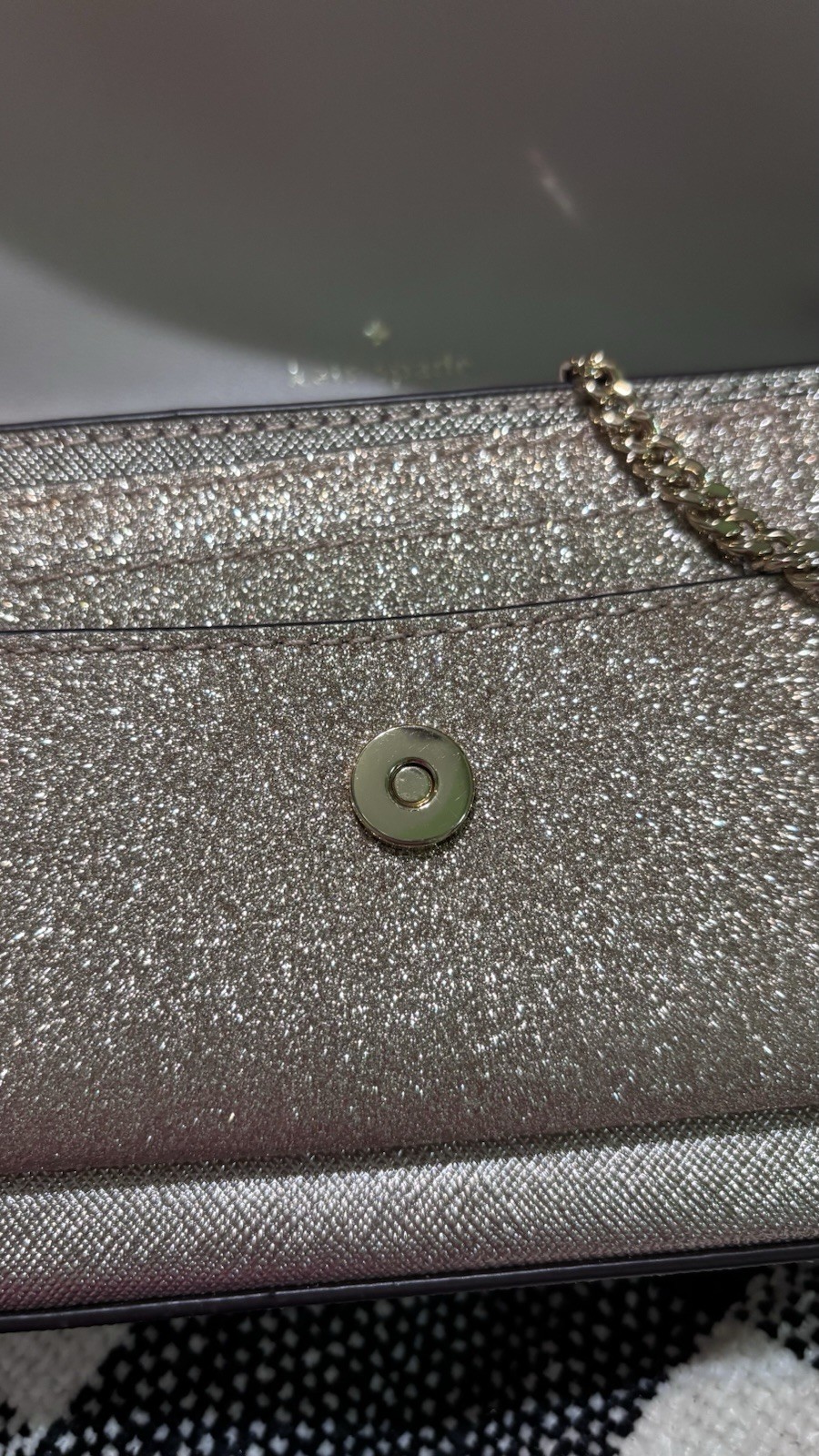 kate spade new york Gold Metallic Glitter Small Crossbody Bag, Strap, Coin Purse