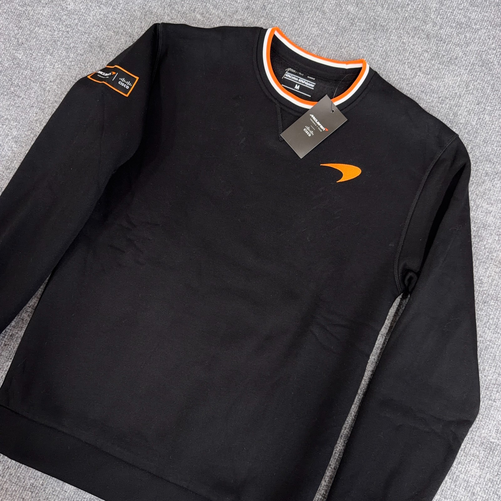 McLaren Formula 1 Team Cisco Crewneck Sweatshirt Men M Black Embroidered Logo